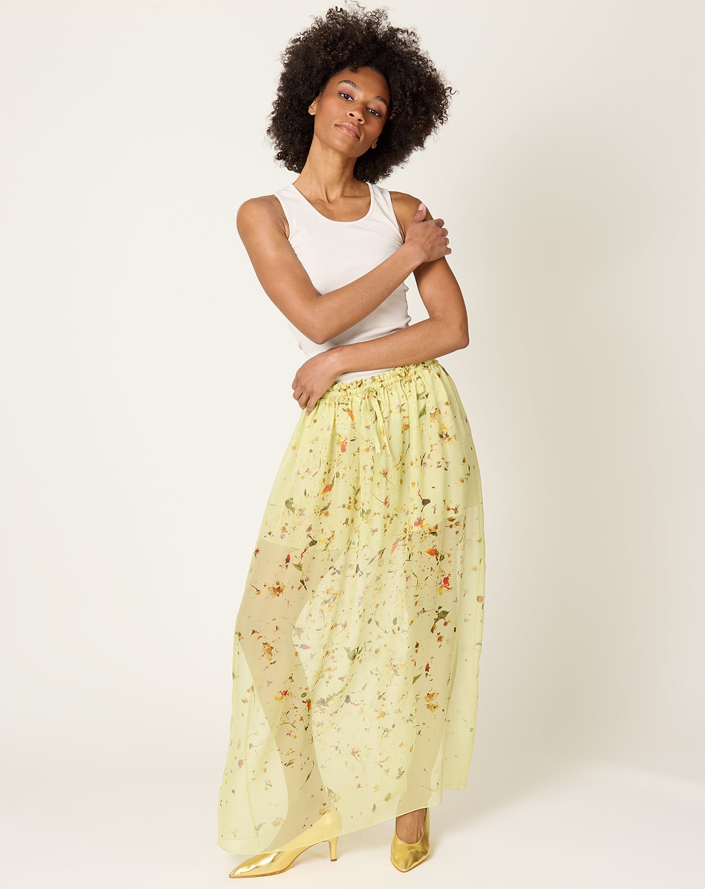 Anntian Chiffon Silk Skirt in PRINT X