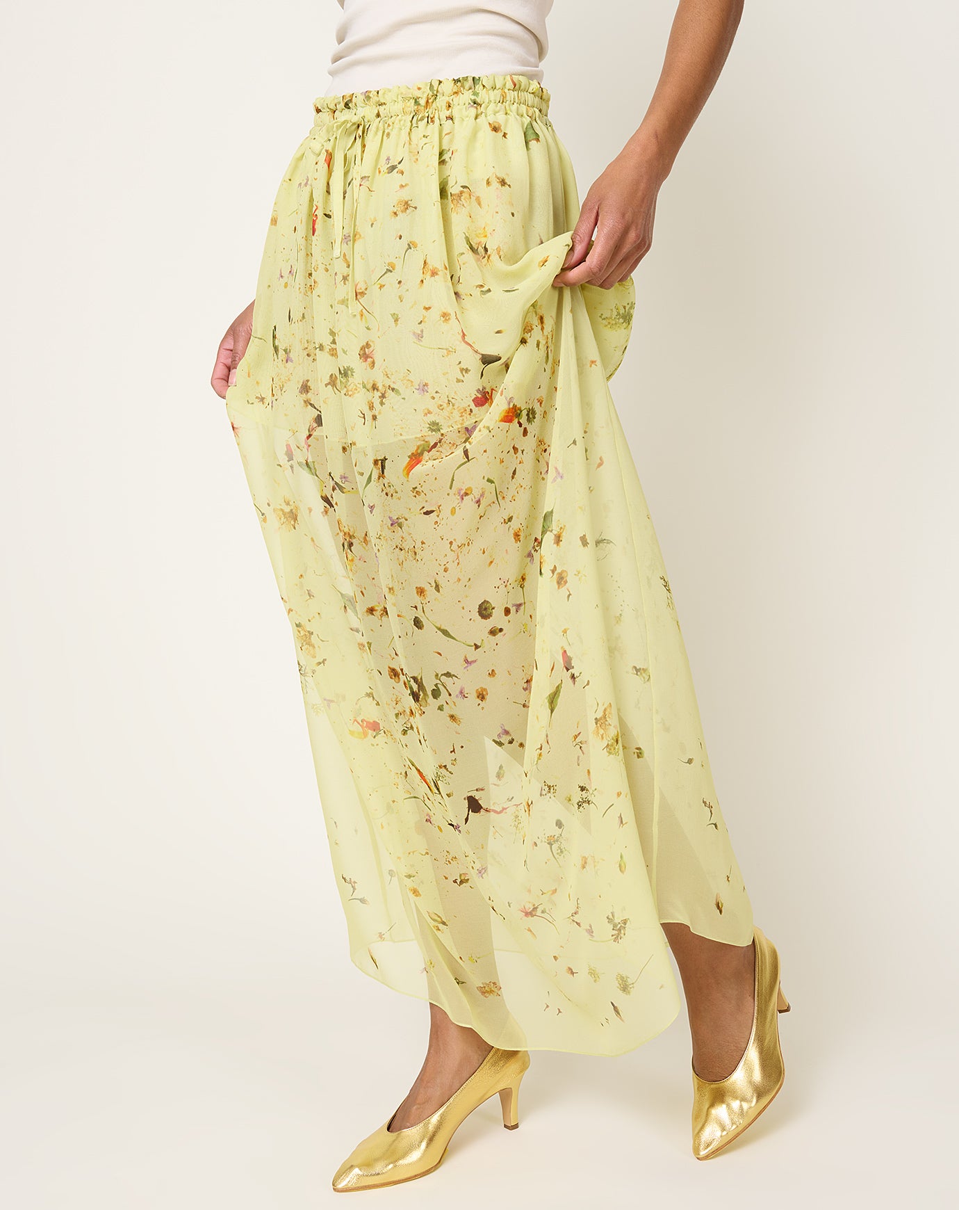 Anntian Chiffon Silk Skirt in PRINT X