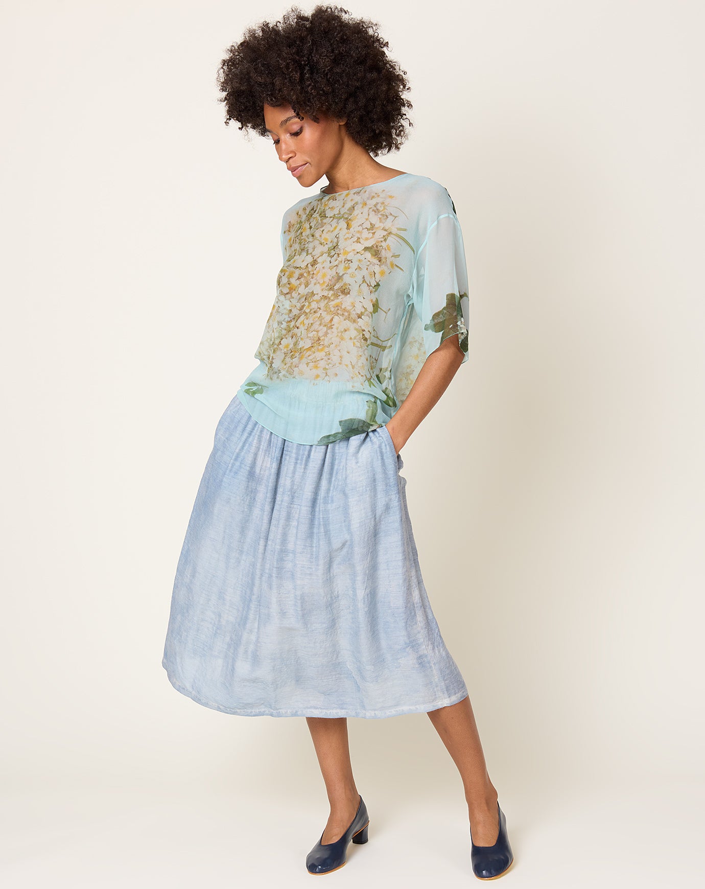 Anntian Silk Skirt in Isatic