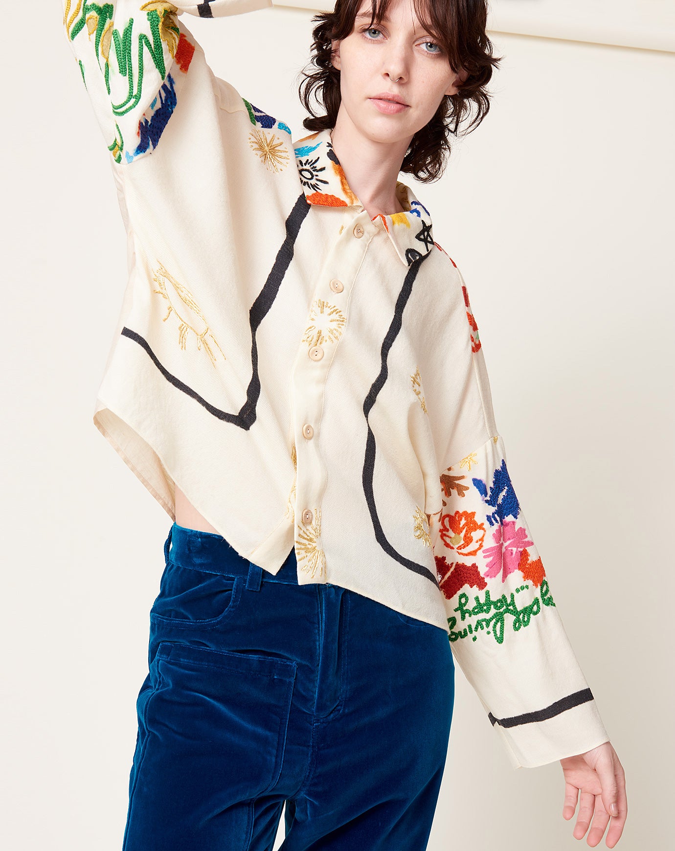 Anntian Hand Embroidered Wool Shirt