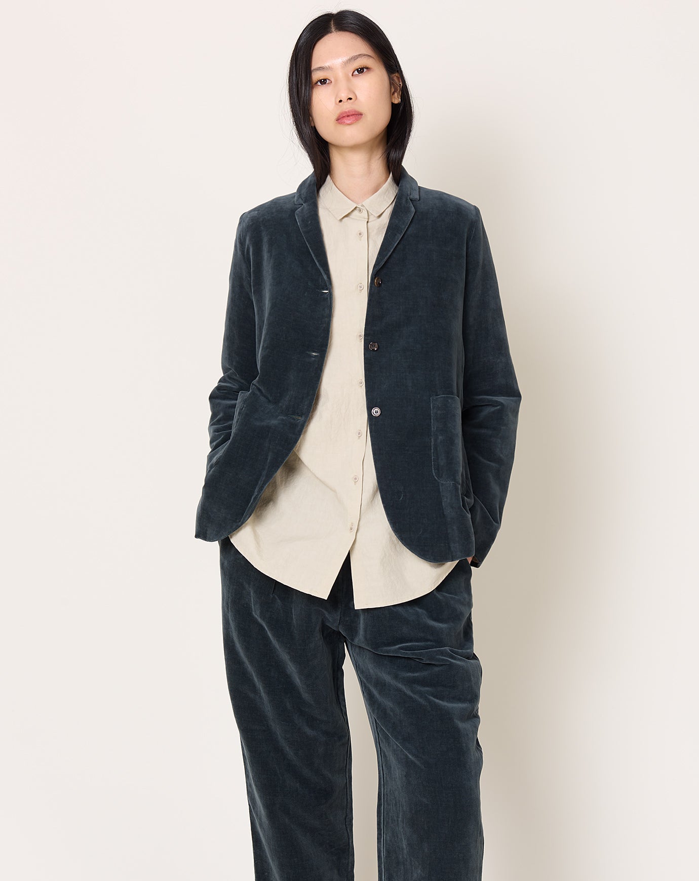 apuntob Velvet Jacket in Dark Teal