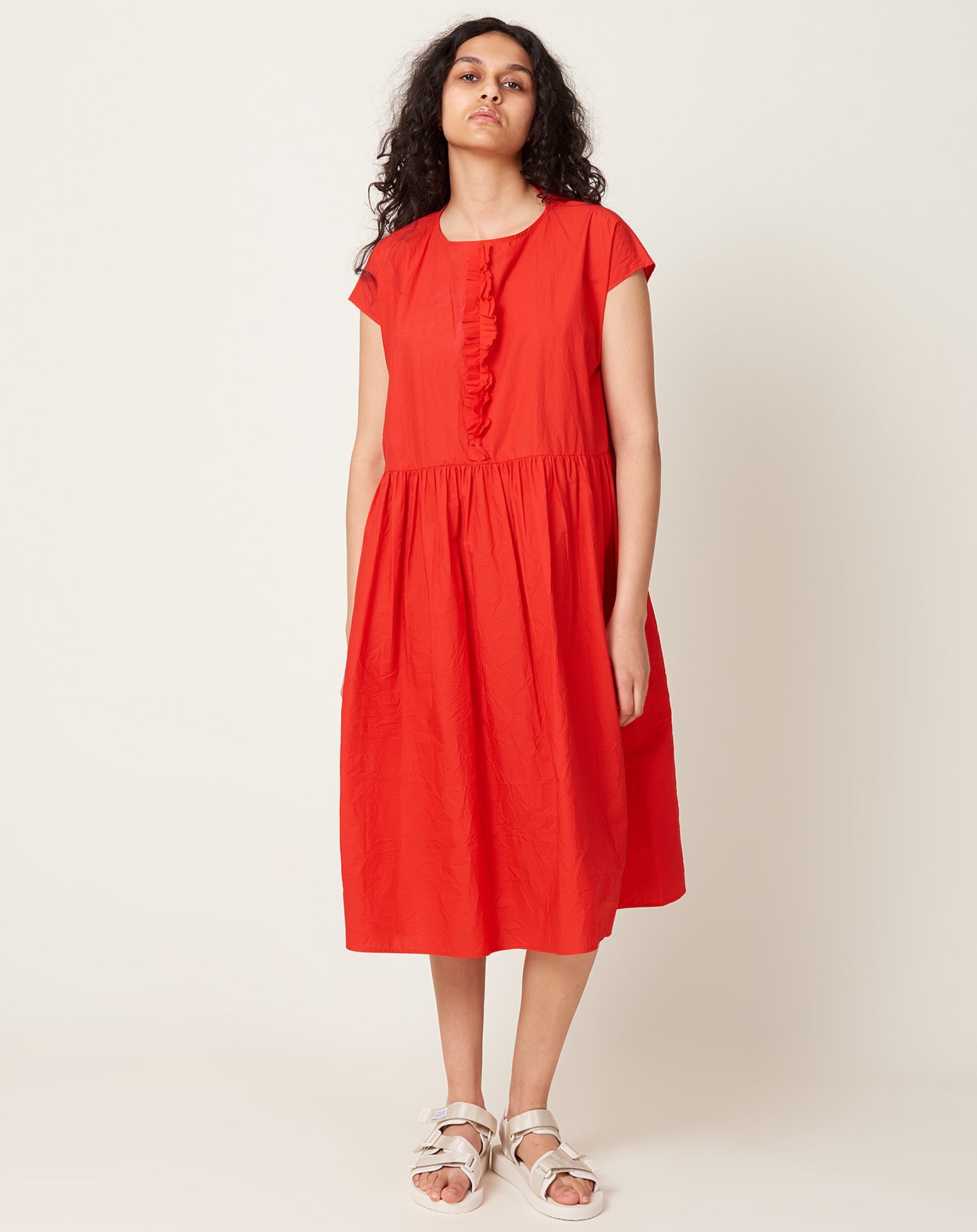 apuntob Crinkle Poplin Dress in Pemegranate