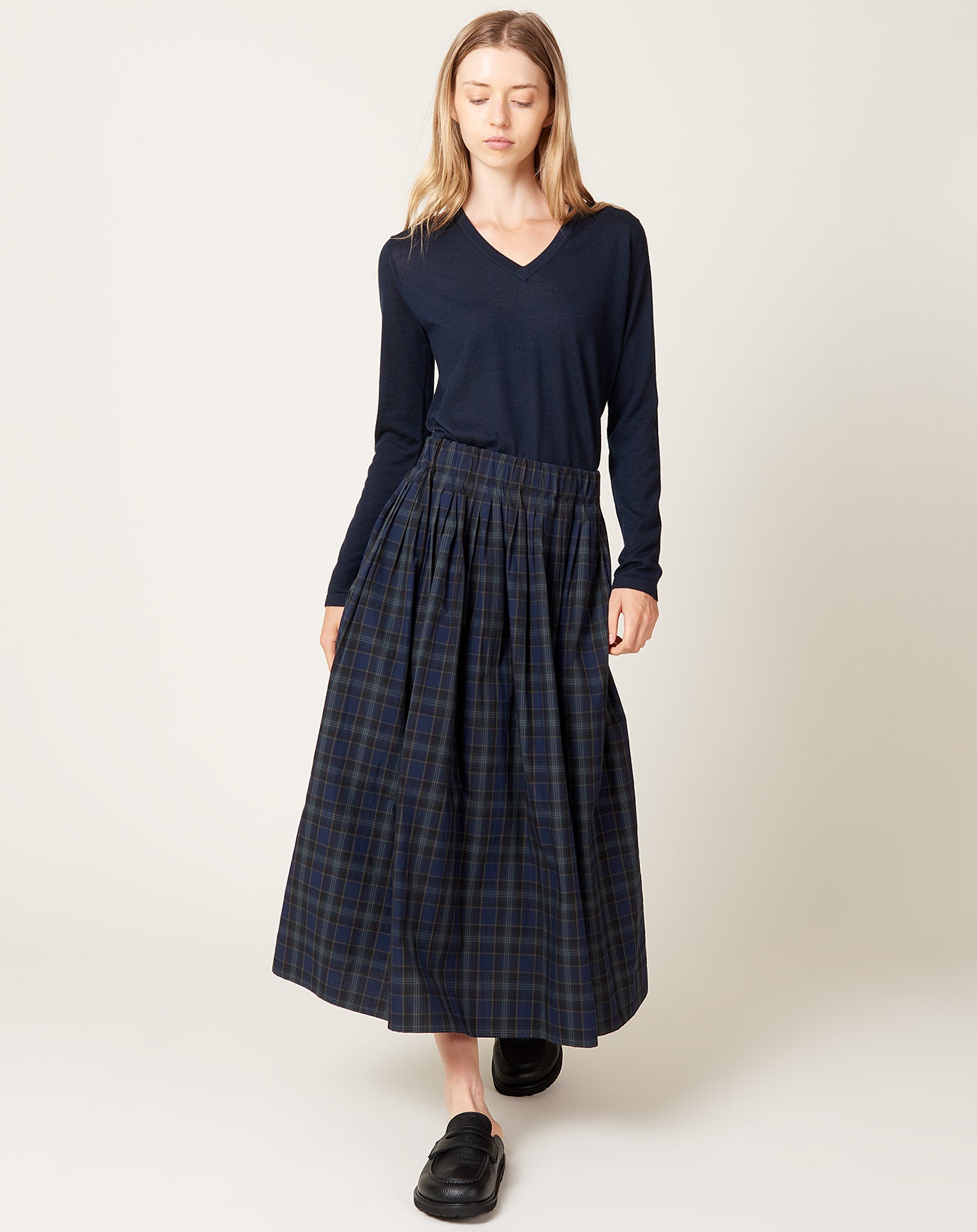 apuntob Tartan Poplin Skirt in Blue