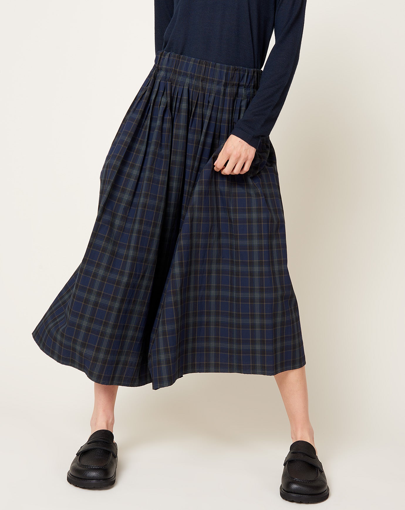 apuntob Tartan Poplin Skirt in Blue