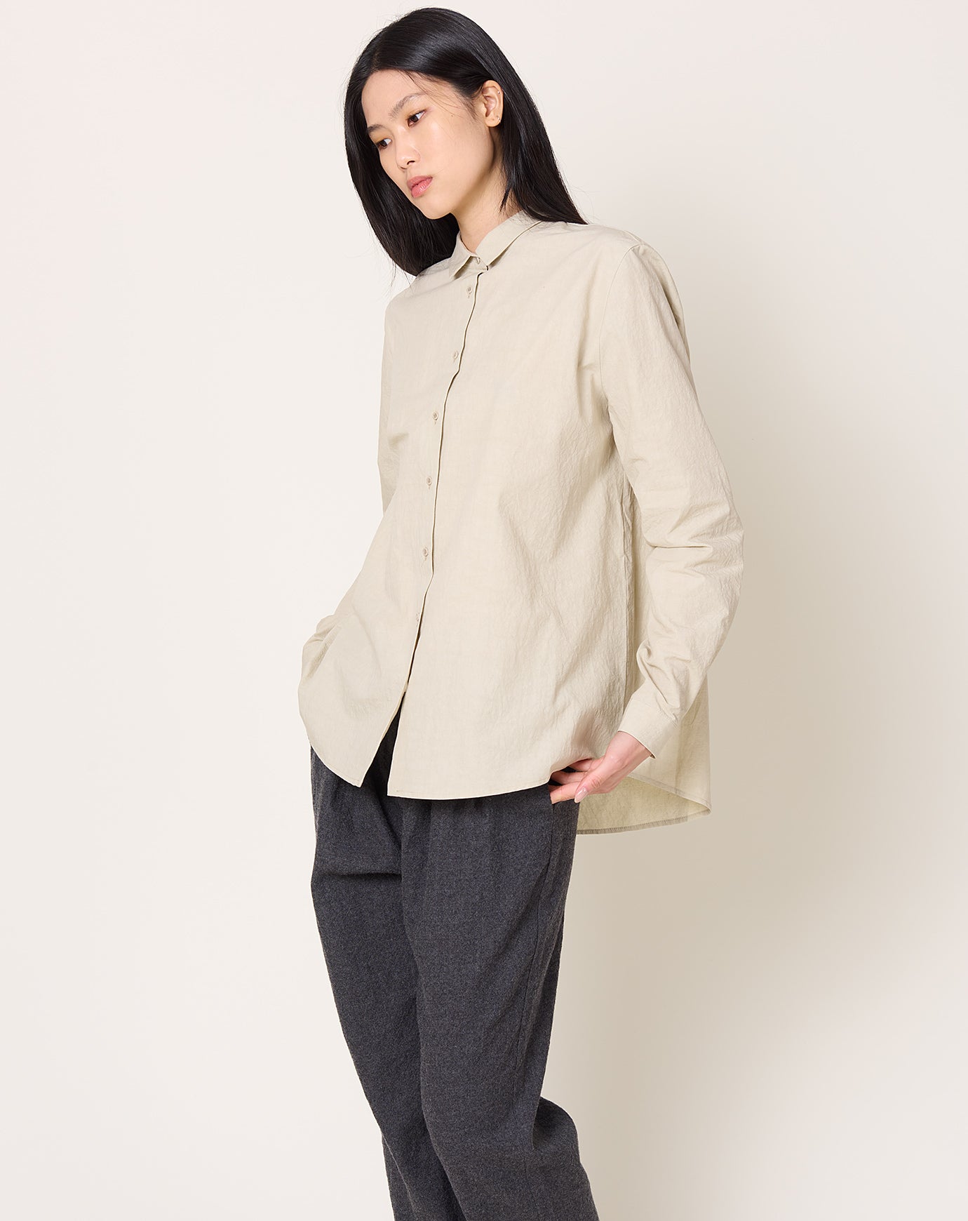 apuntob Japanese Cotton Linen Shirt in Sand