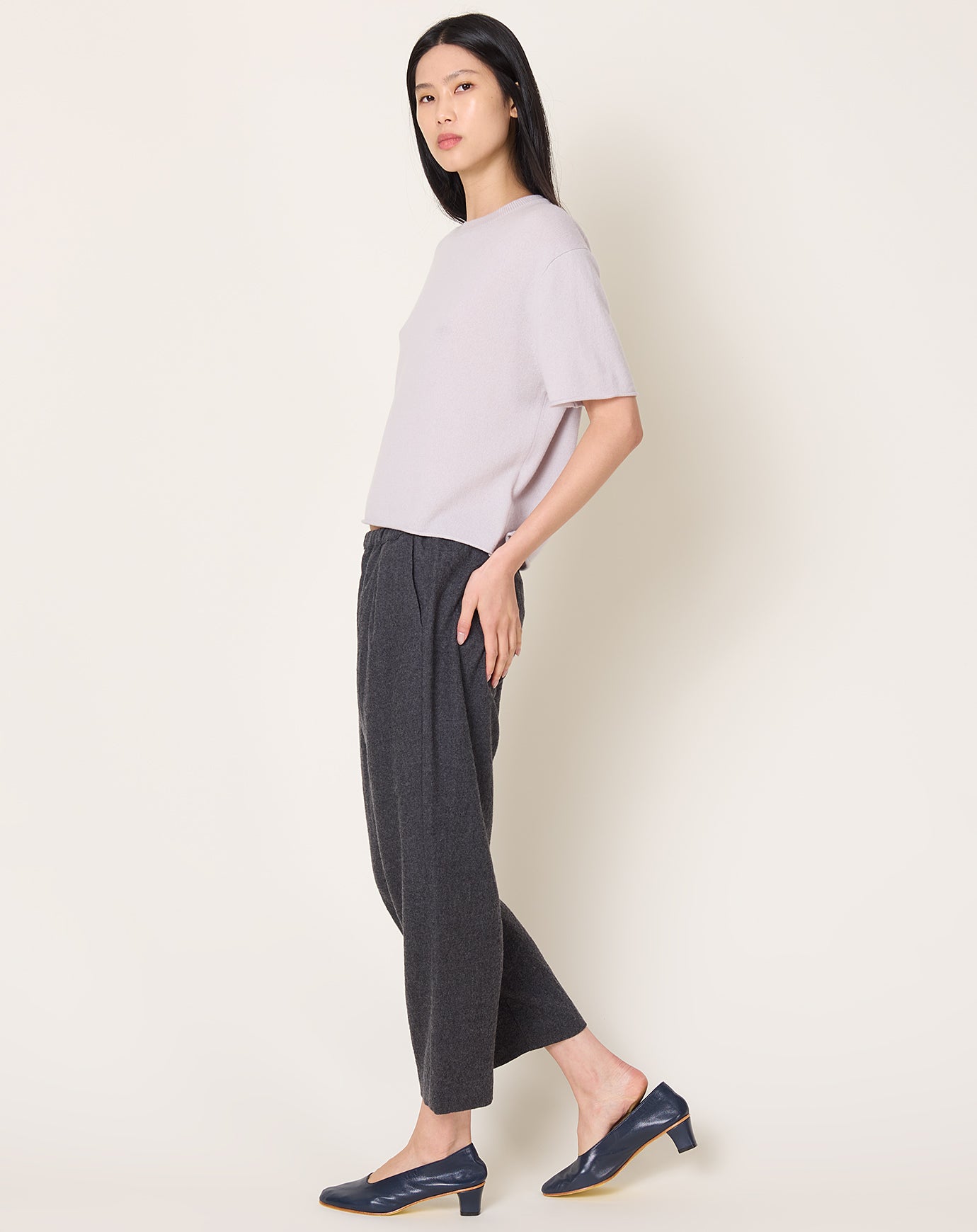 apuntob Wool Pleat Front Trouser in Cement