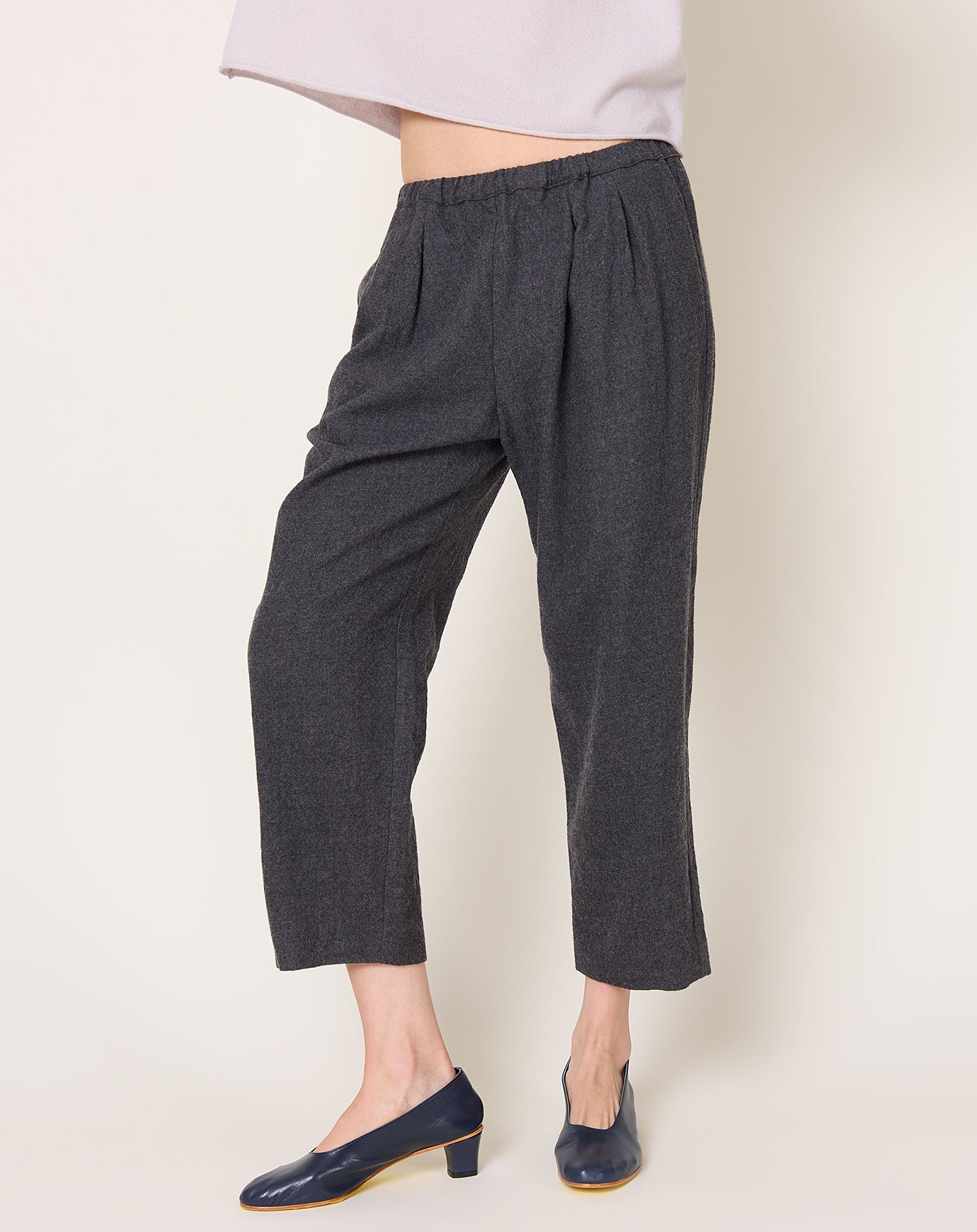 apuntob Wool Pleat Front Trouser in Cement