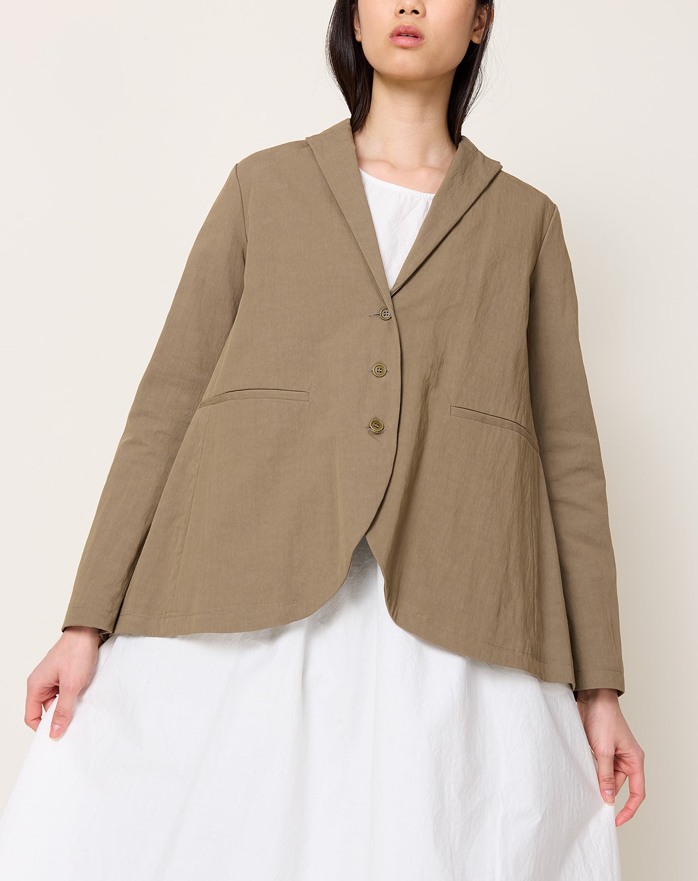 apuntob Heavy Cotton A-line Jacket in Mud