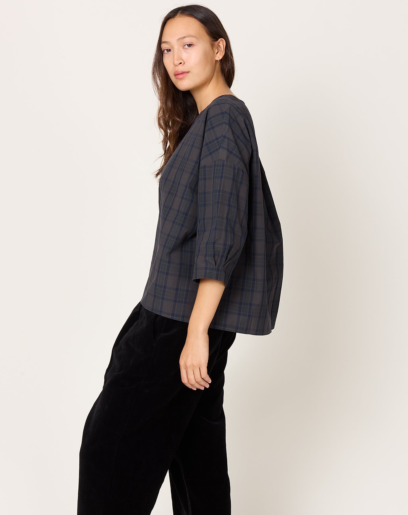 apuntob Overdyed Tartan Shirt in Anthracite