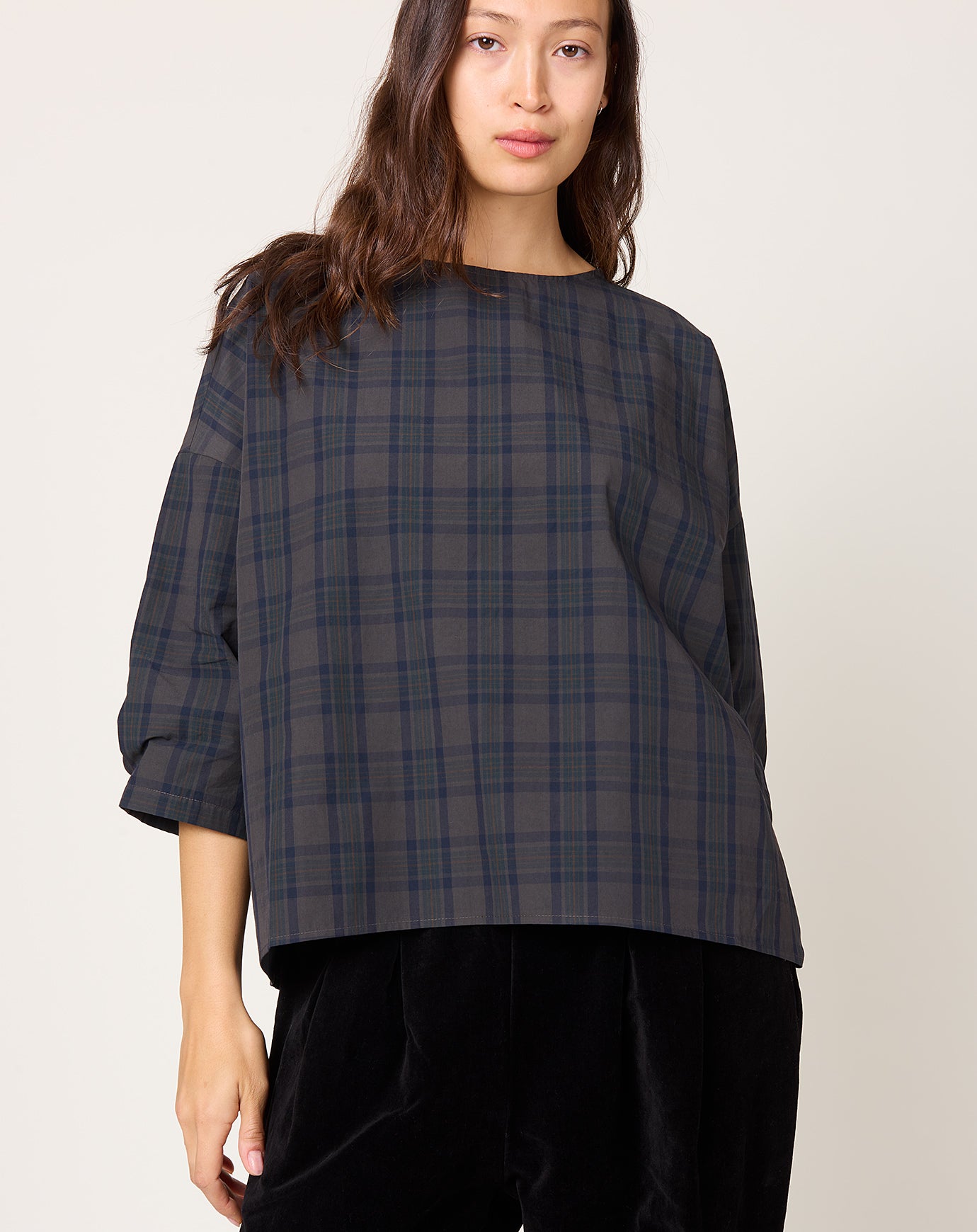 apuntob Overdyed Tartan Shirt in Anthracite