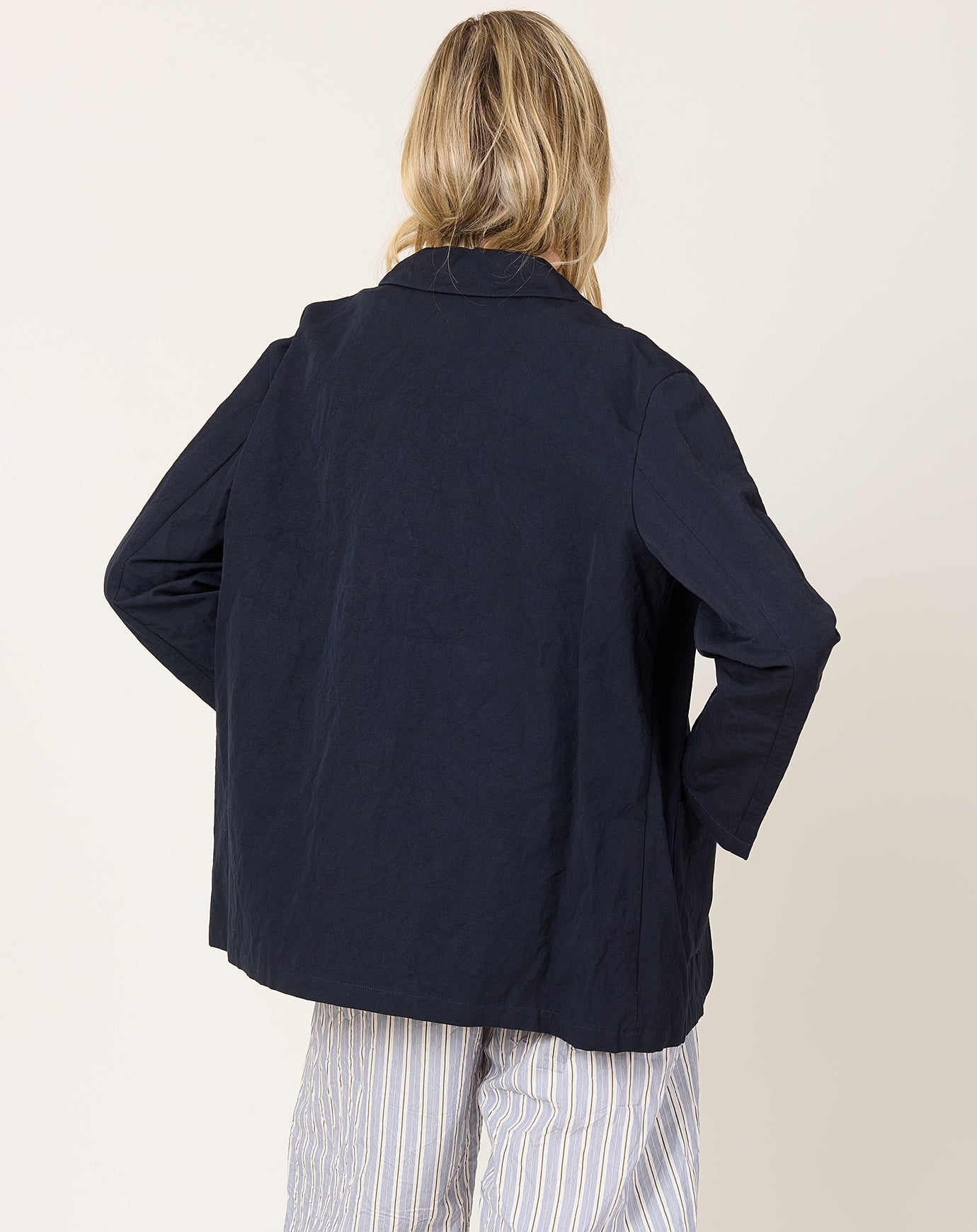 apuntob Heavy Cotton Linen Open Jacket in Abyss