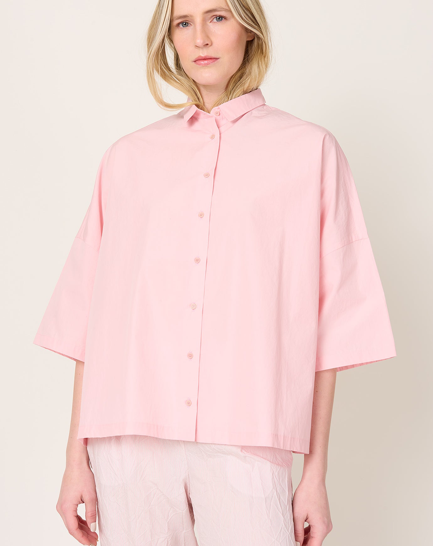 apuntob Boxy Poplin Shirt in Candy
