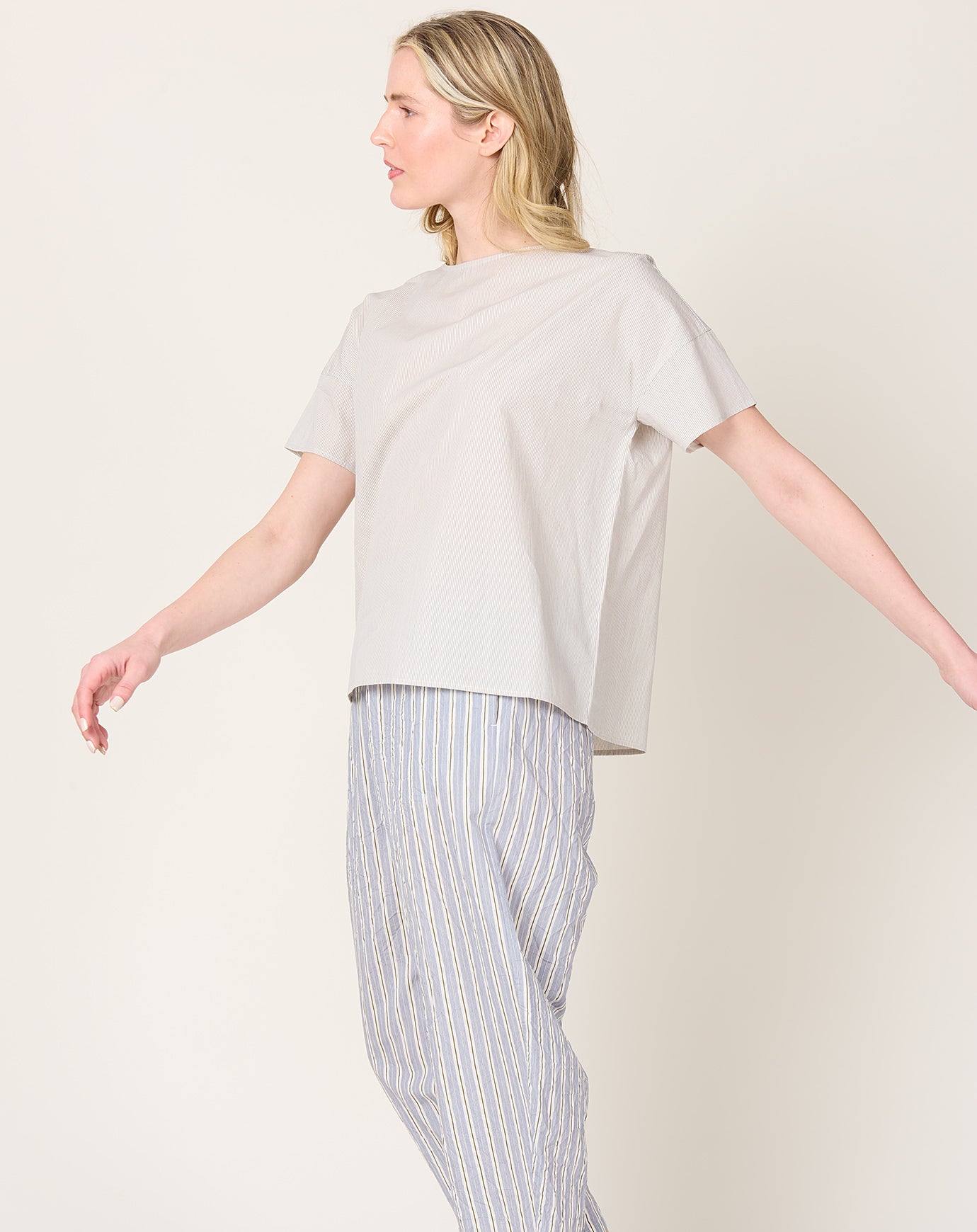 apuntob Striped Short Sleeve Top in Meringue