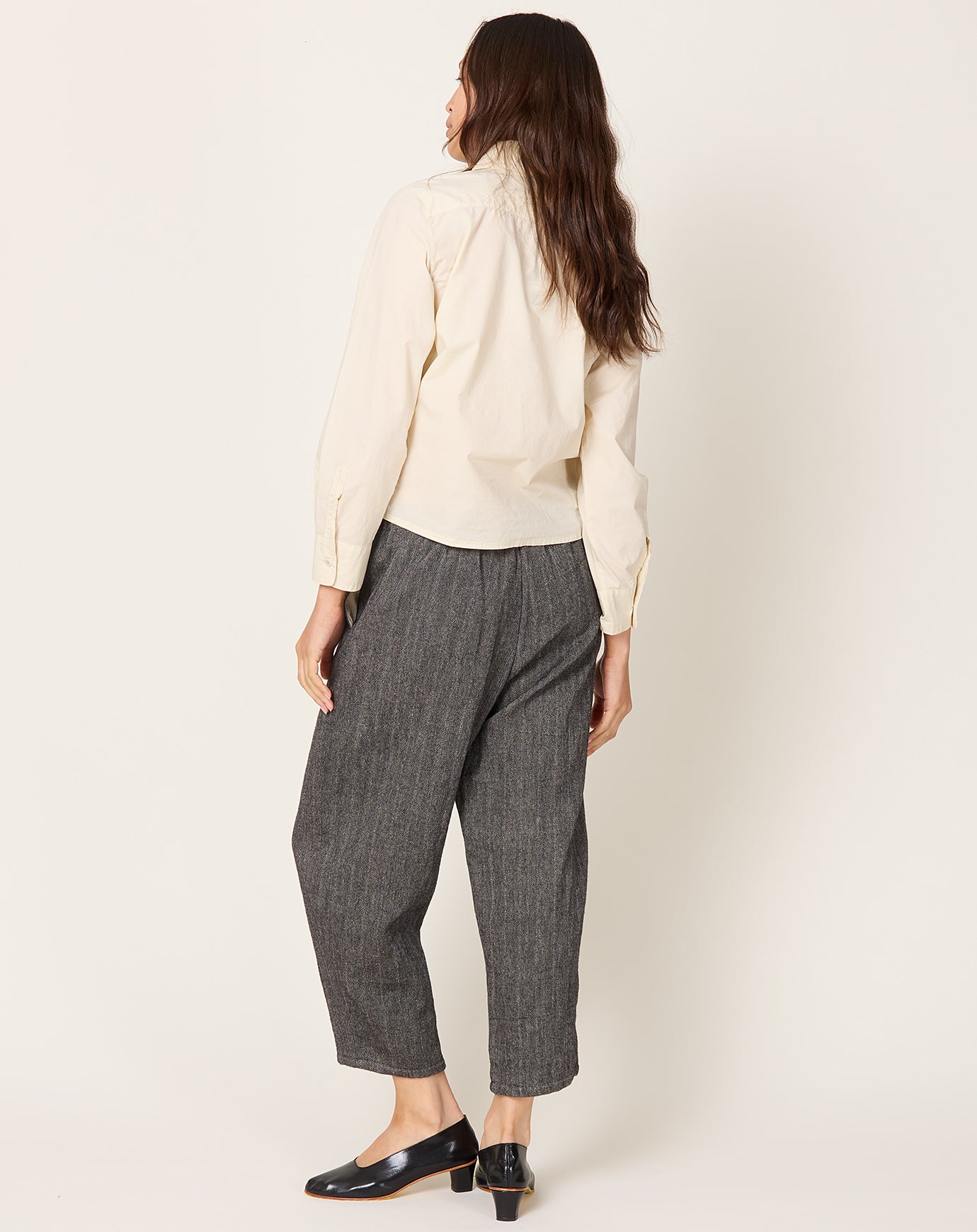 apuntob Herringbone Pinstripe Trouser in Ecru & Black