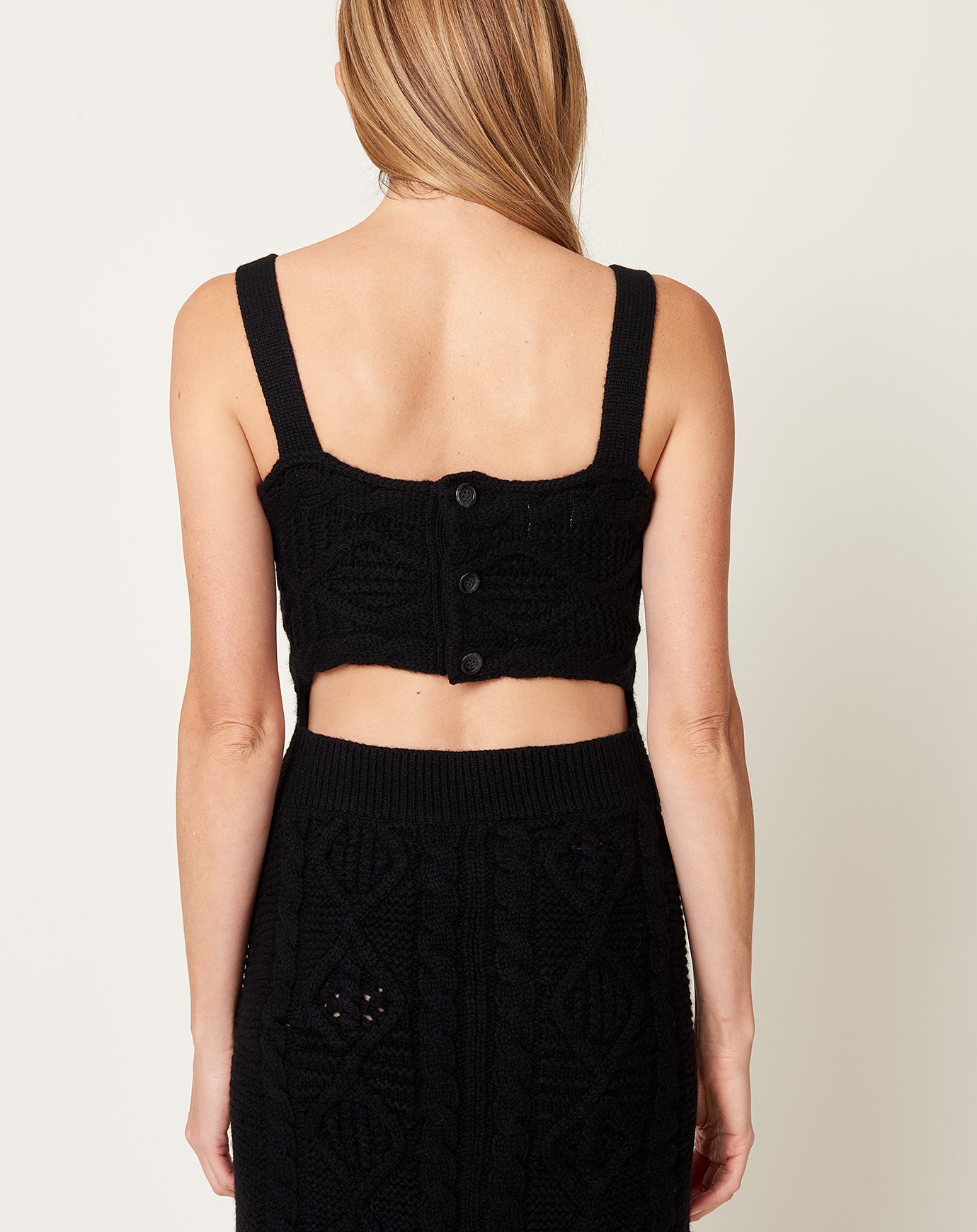 Babaco Round Knit Cable Dress in Black