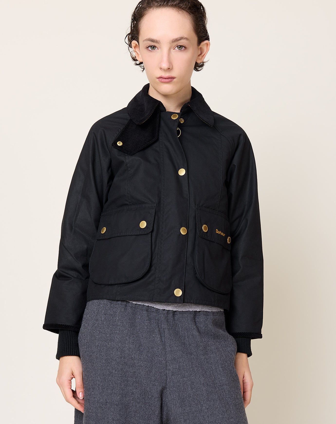 Barbour Cropped Beadnell in Black