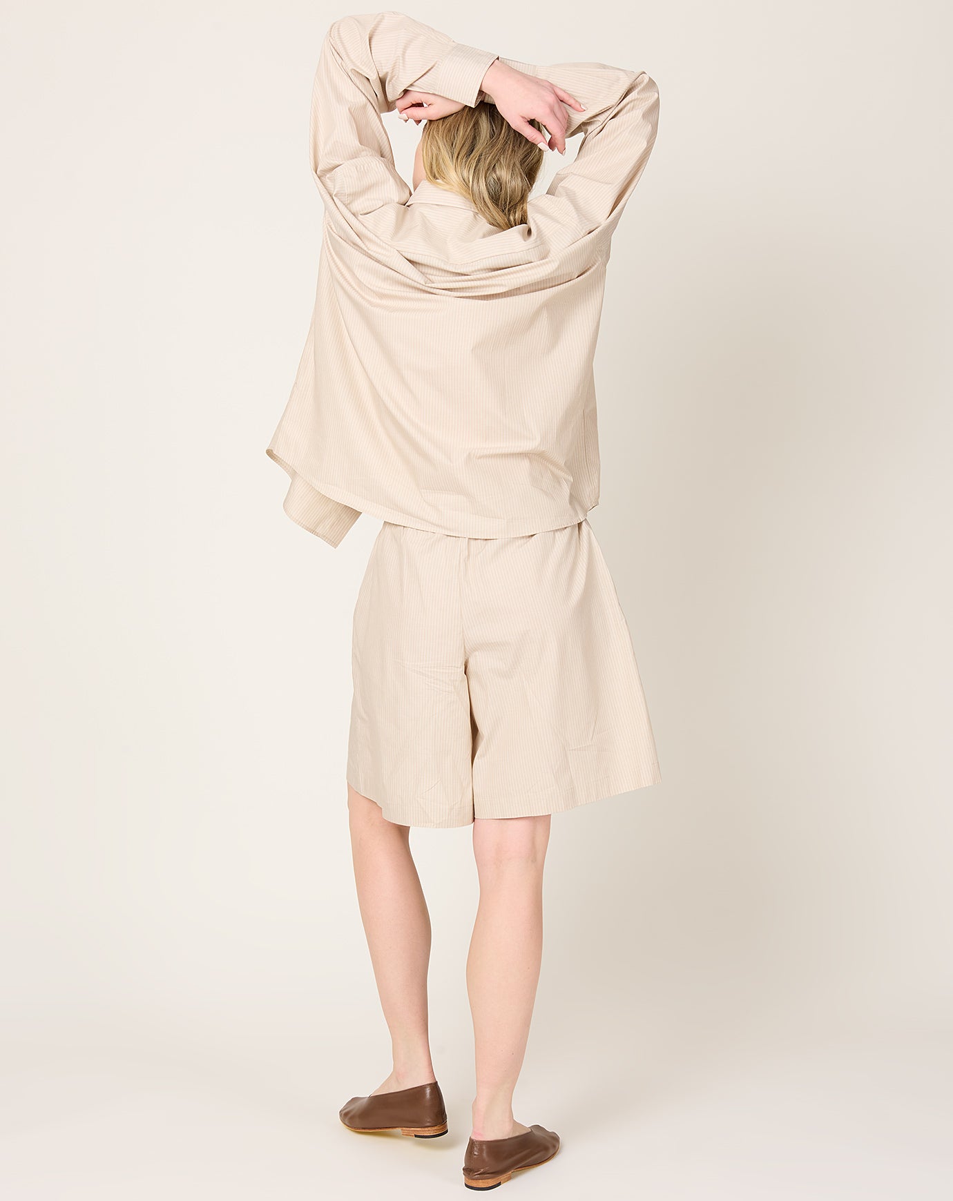 Baserange Claude Short in Brown Stripe