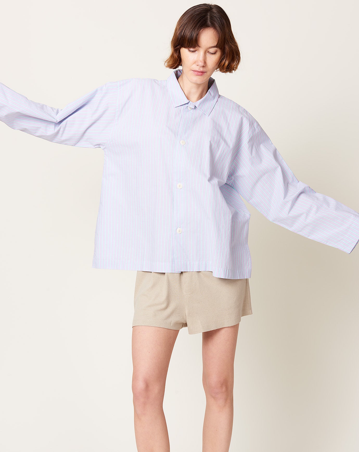 Baserange Kolla Shirt in Lilac Stripe