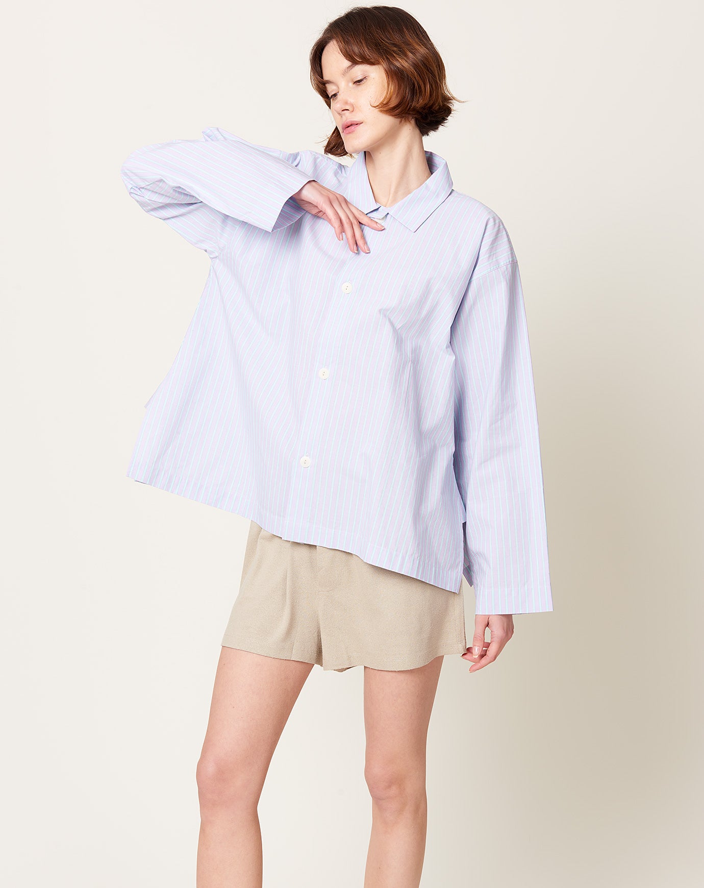 Baserange Kolla Shirt in Lilac Stripe