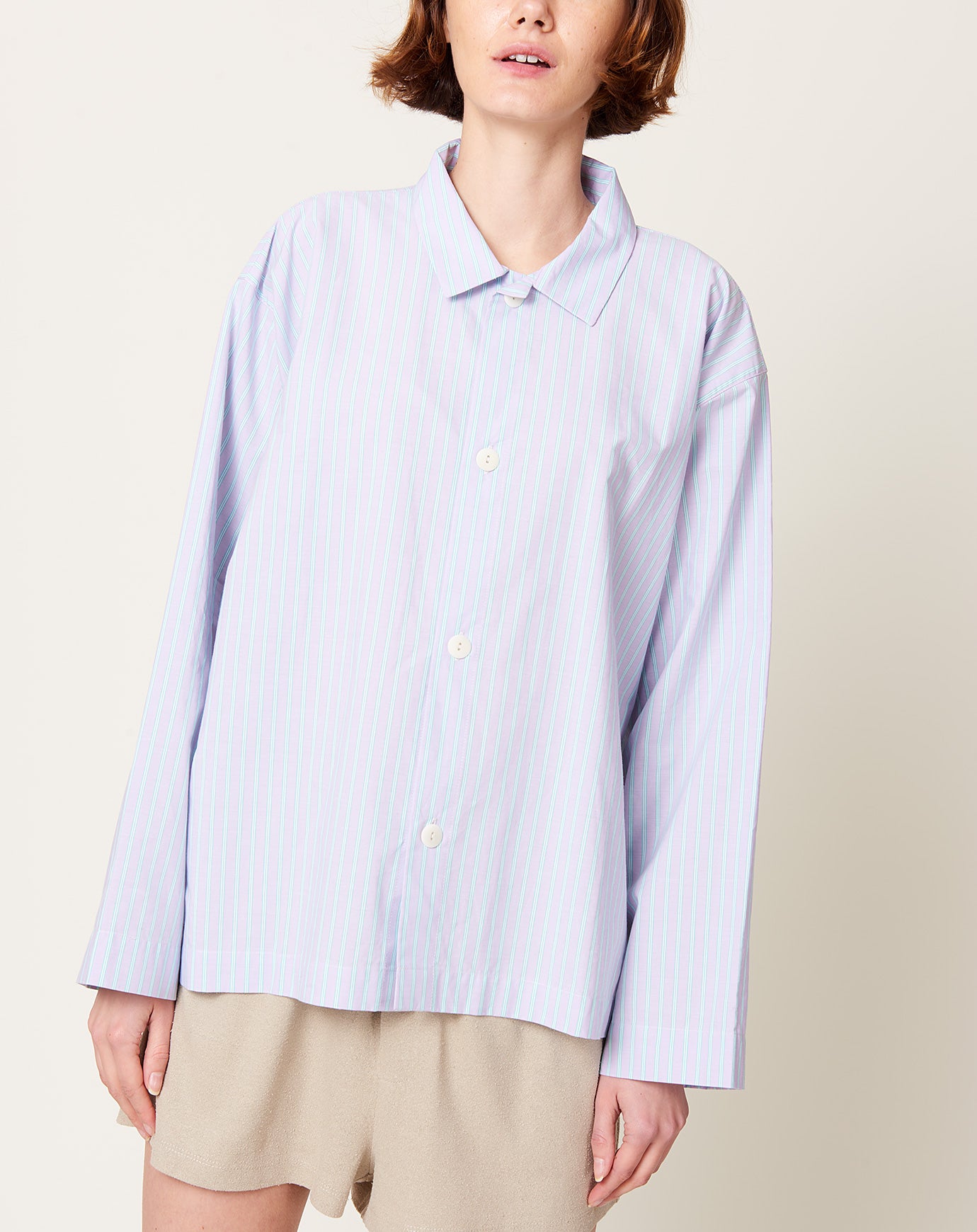 Baserange Kolla Shirt in Lilac Stripe