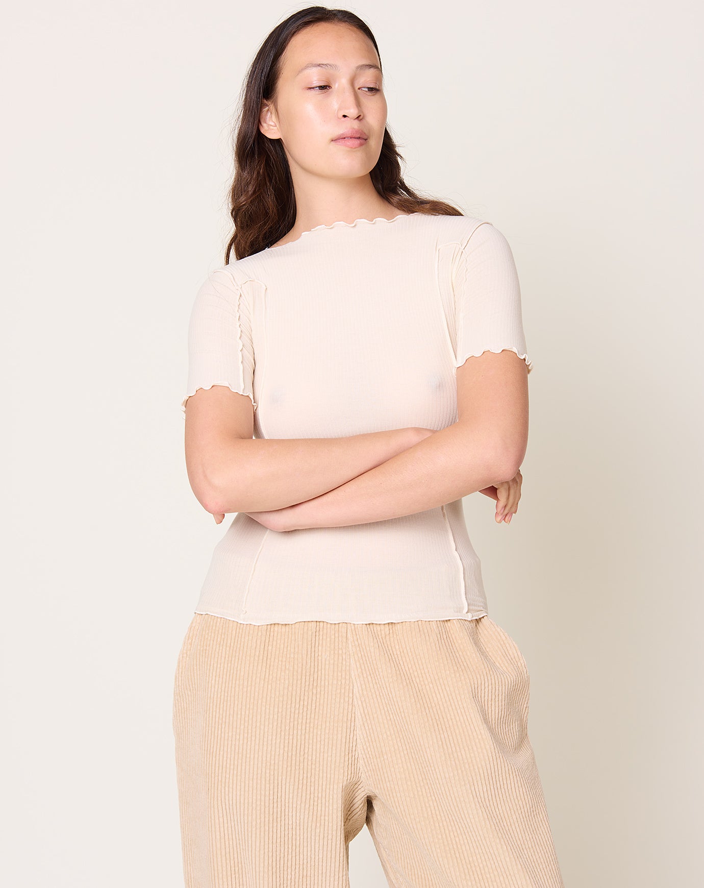 Baserange Omato 3/4 Tee Shirt in Off White