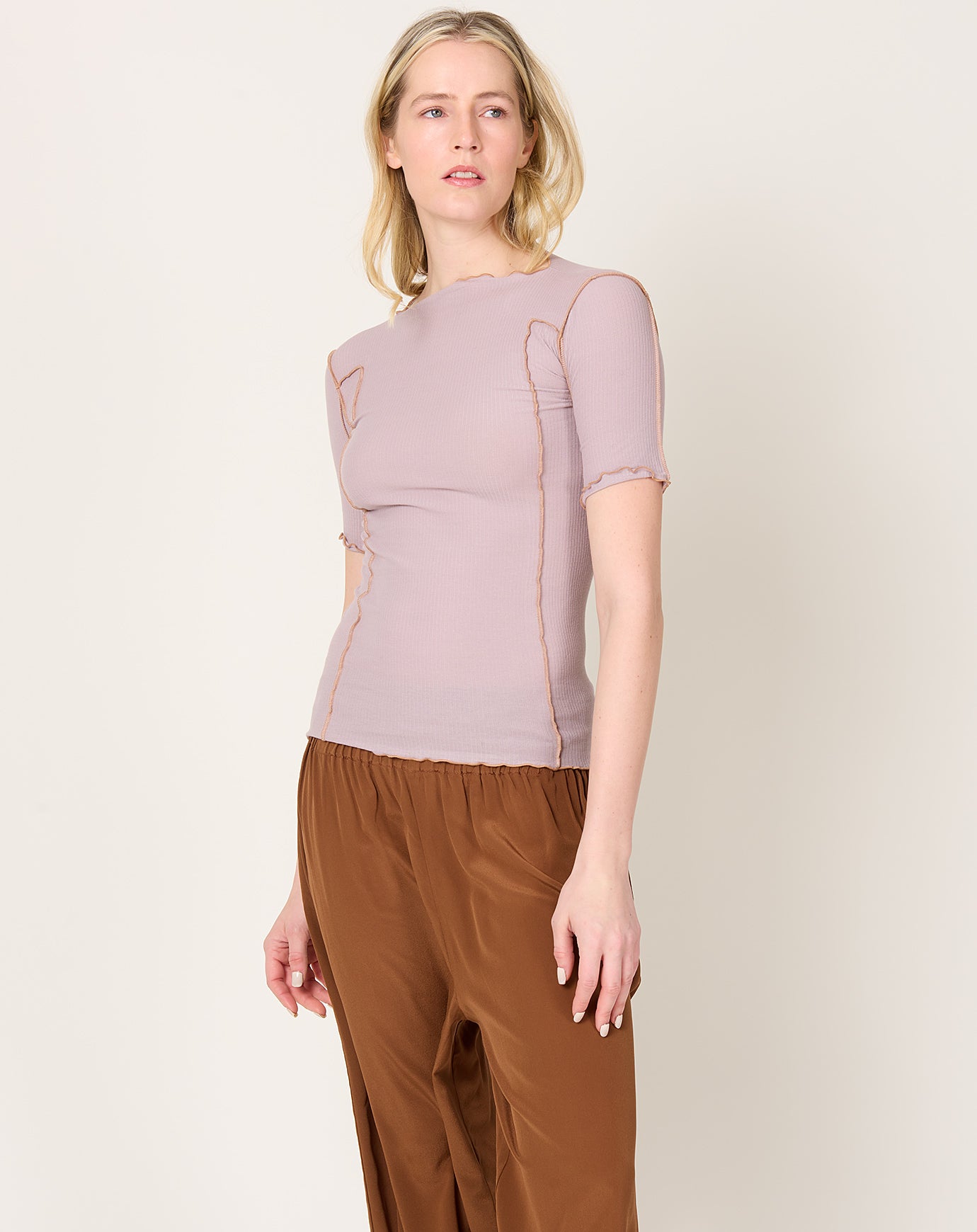 Baserange Omato 3/4 Tee Shirt in Verbe Purple