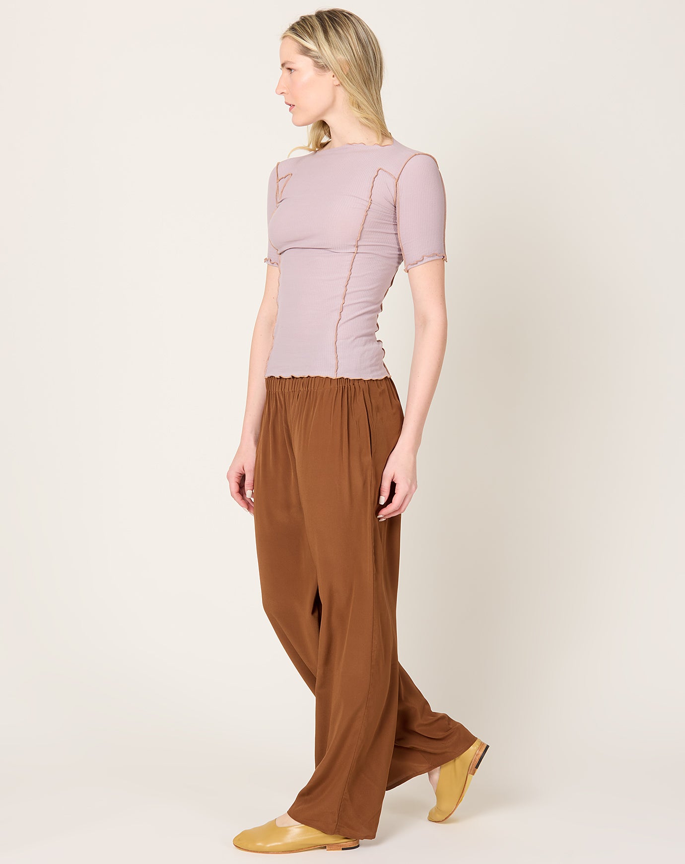 Baserange Omato 3/4 Tee Shirt in Verbe Purple