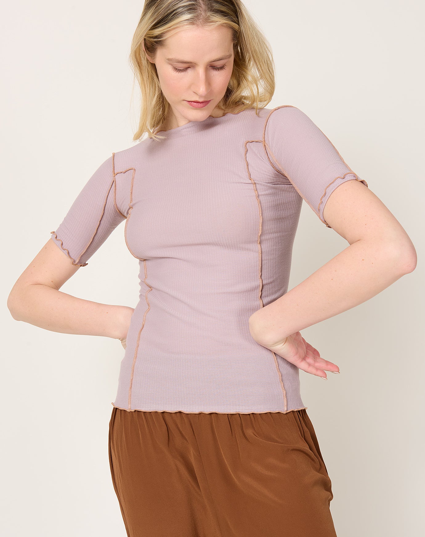 Baserange Omato 3/4 Tee Shirt in Verbe Purple