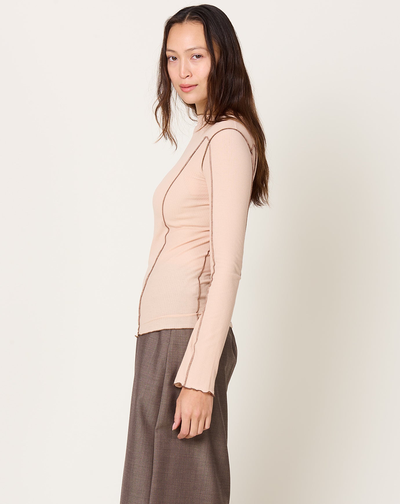 Baserange Omato Long Sleeve Tee in Tin Beige