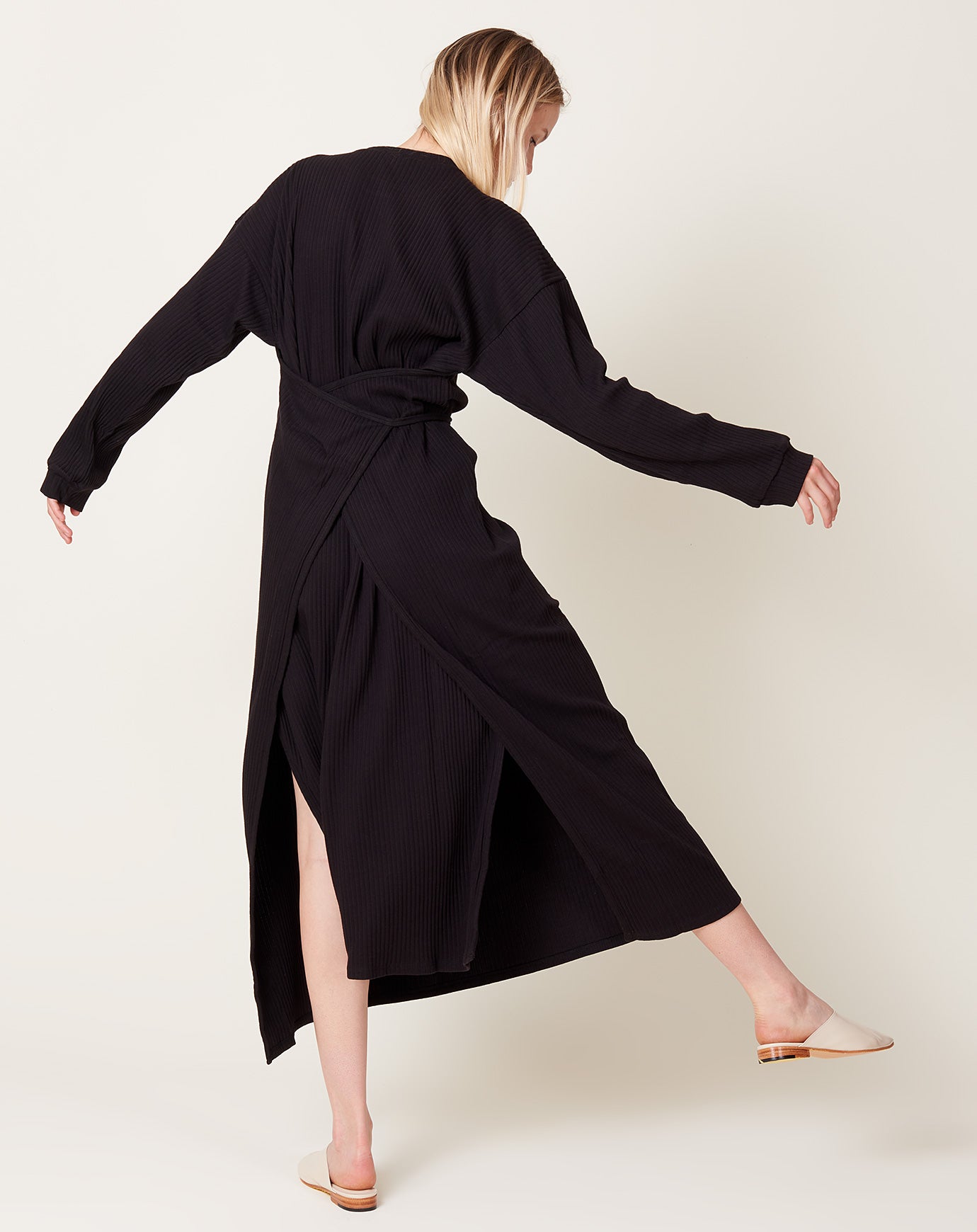 Baserange Shaw Long Sleeve Kaftan in Black