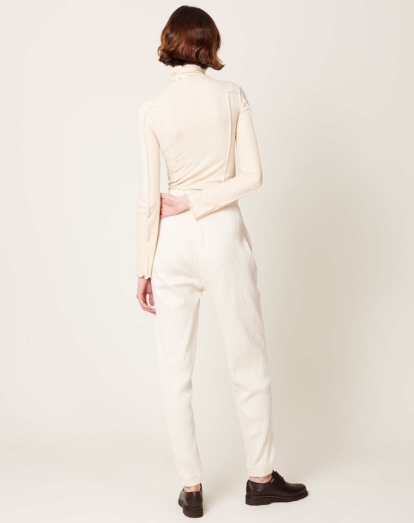 Baserange Sweat Pants in Off White Fleece Rib