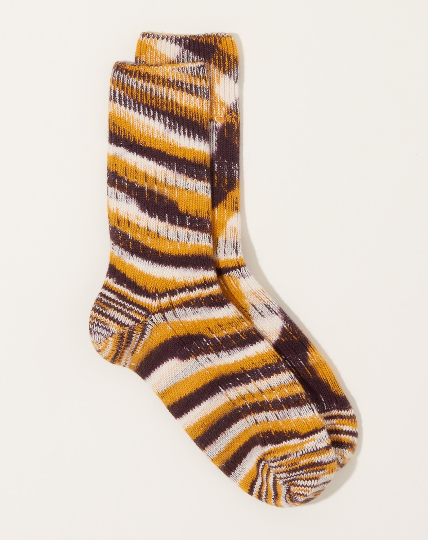 Baserange Twisted Overankle Socks in Brown Multi