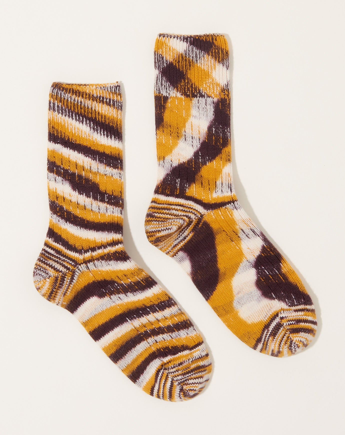 Baserange Twisted Overankle Socks in Brown Multi