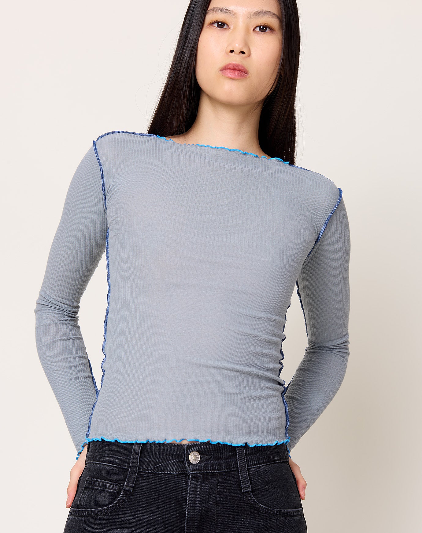 Baserange Vein Long Sleeve Tee in Bow Blue