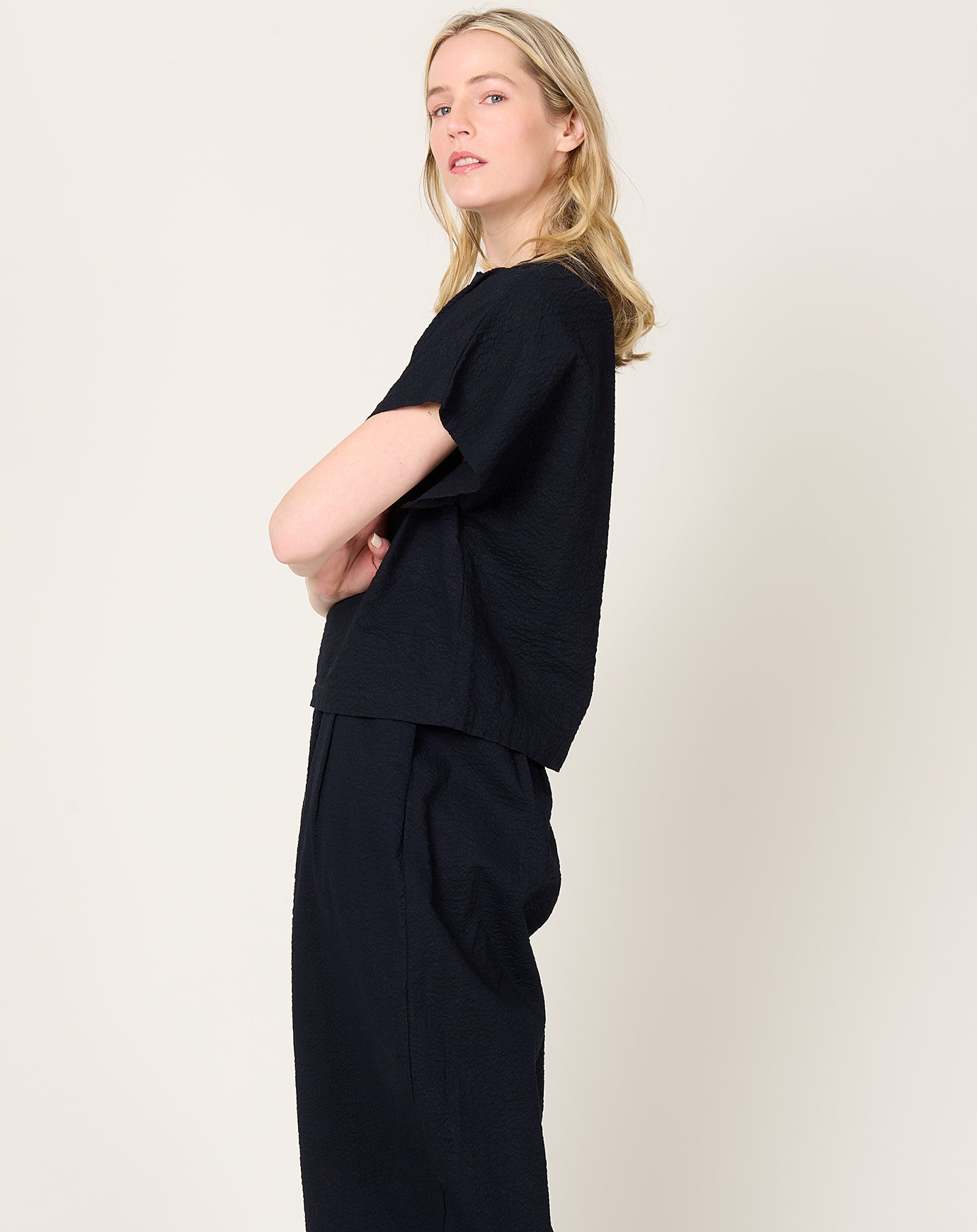 Black Crane Boxed Top in Midnight