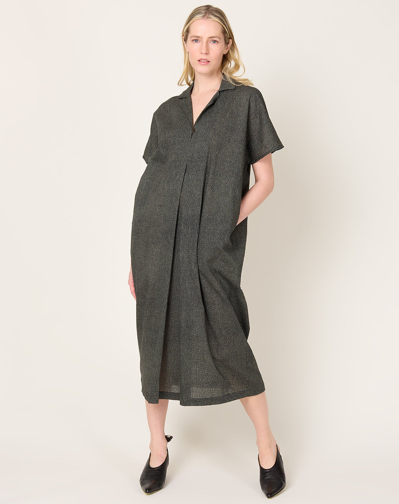 Black Crane Kite Dress in Steel