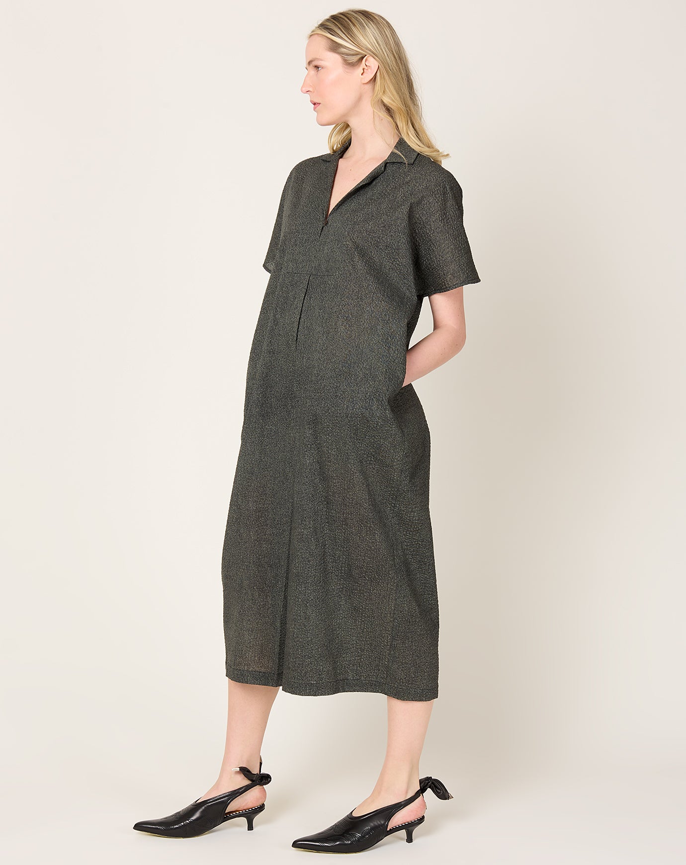 Black Crane Kite Dress in Steel