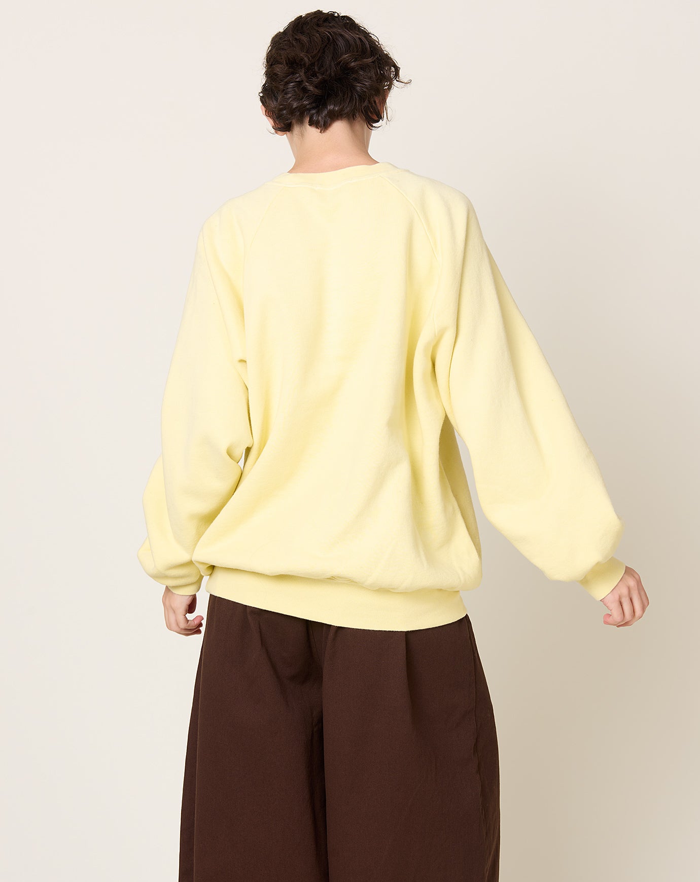 Black Crane Raglan Sweatshirt in Custard