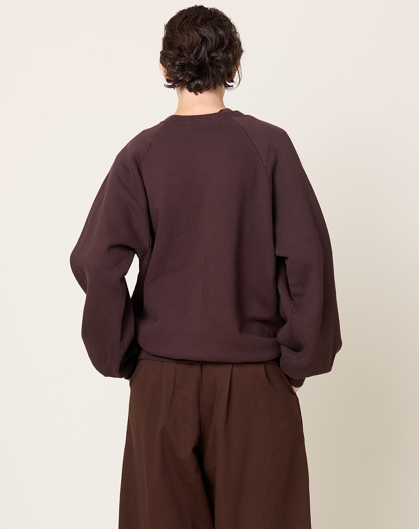 Black Crane Raglan Sweatshirt in Dark Cacao