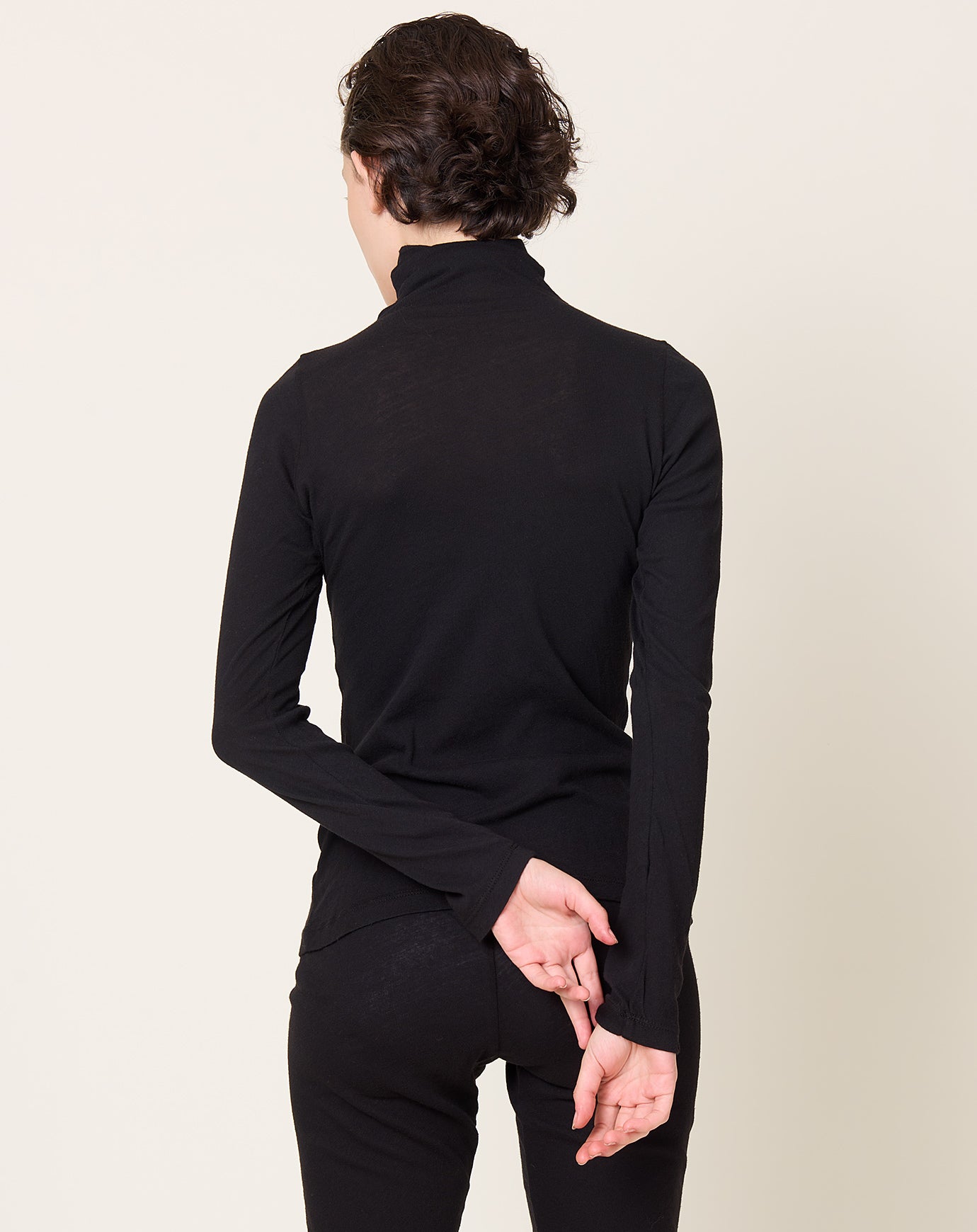 Black Crane Turtleneck Long Sleeve in Black