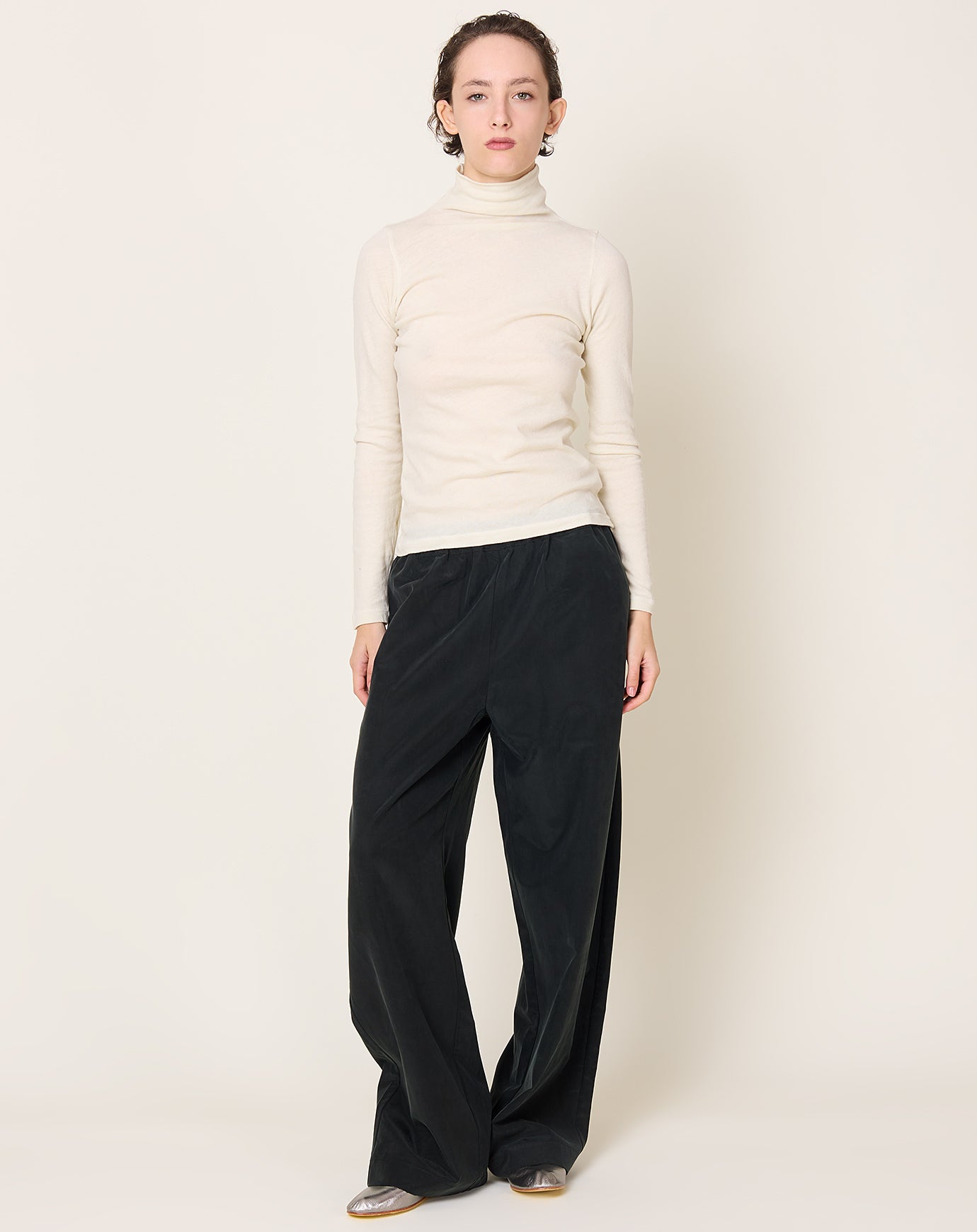 Black Crane Turtleneck Long Sleeve in Natural