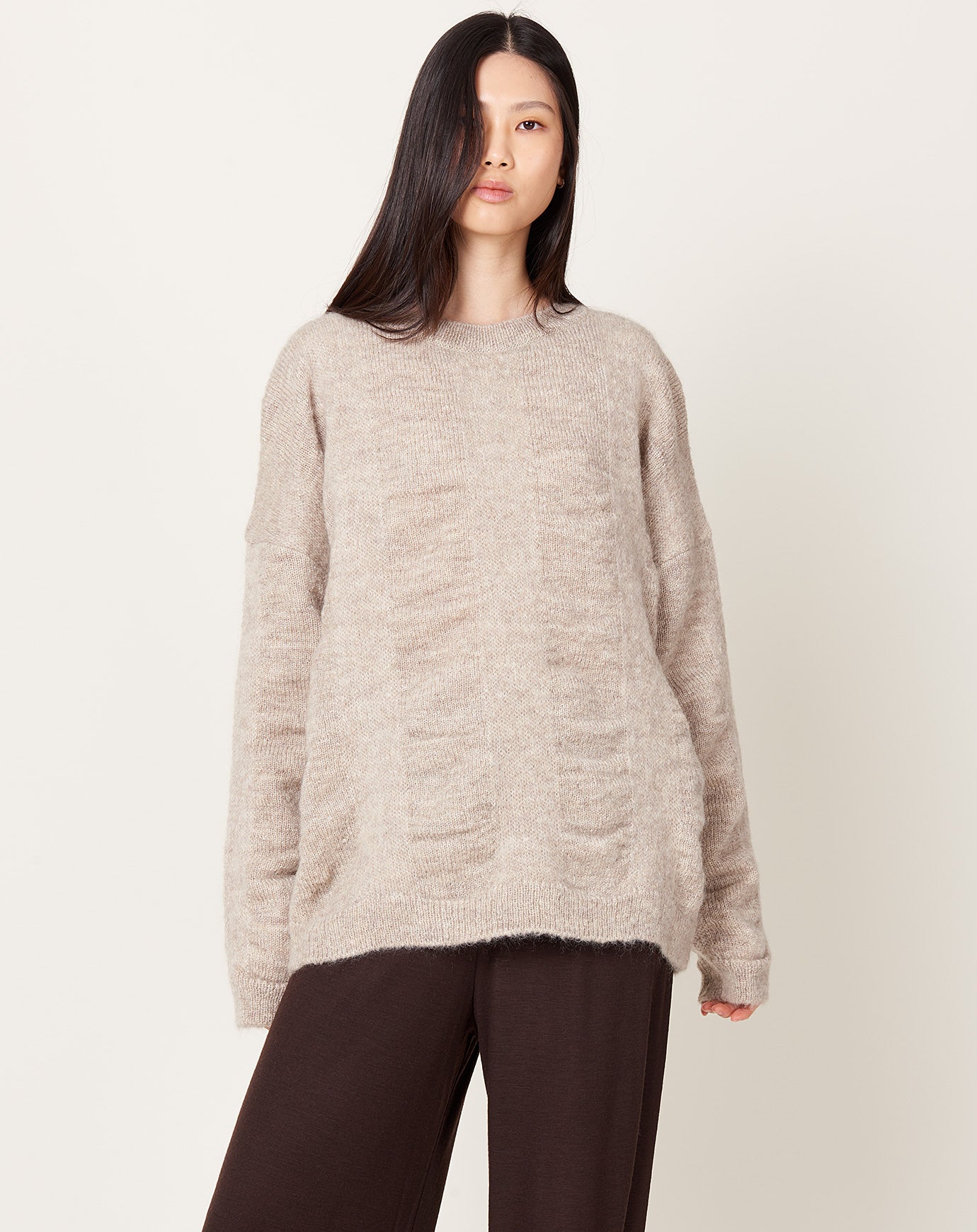 Black Crane Waterfall Sweater in Natural