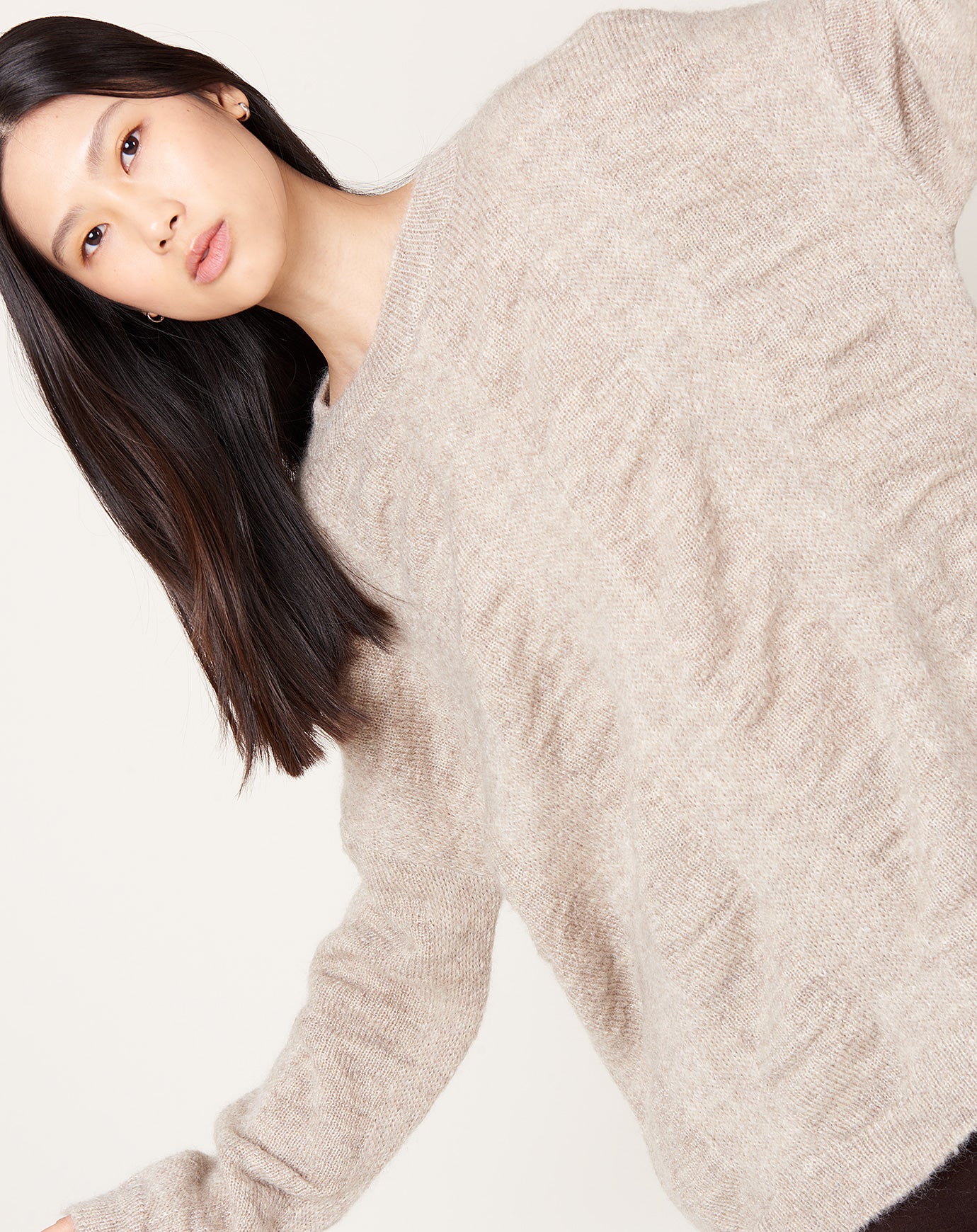 Black Crane Waterfall Sweater in Natural