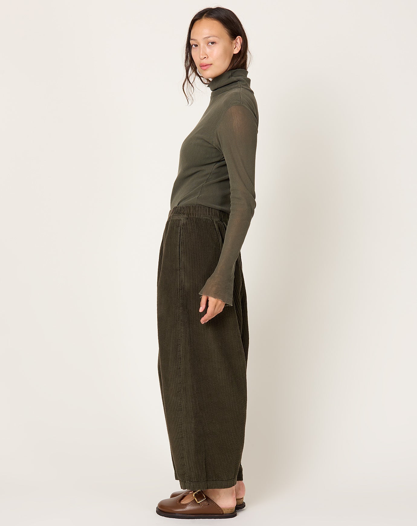 Black Crane Wide Pants in Dark Forest