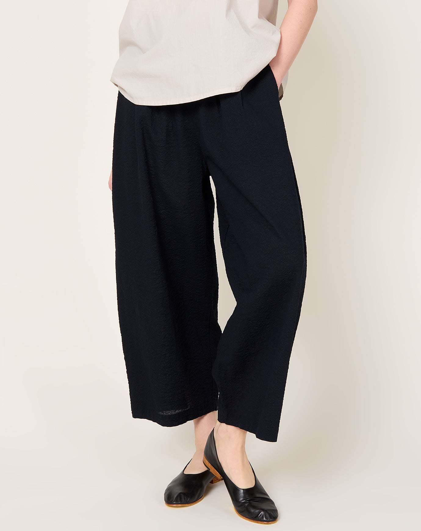 Black Crane Wide Pants in Midnight