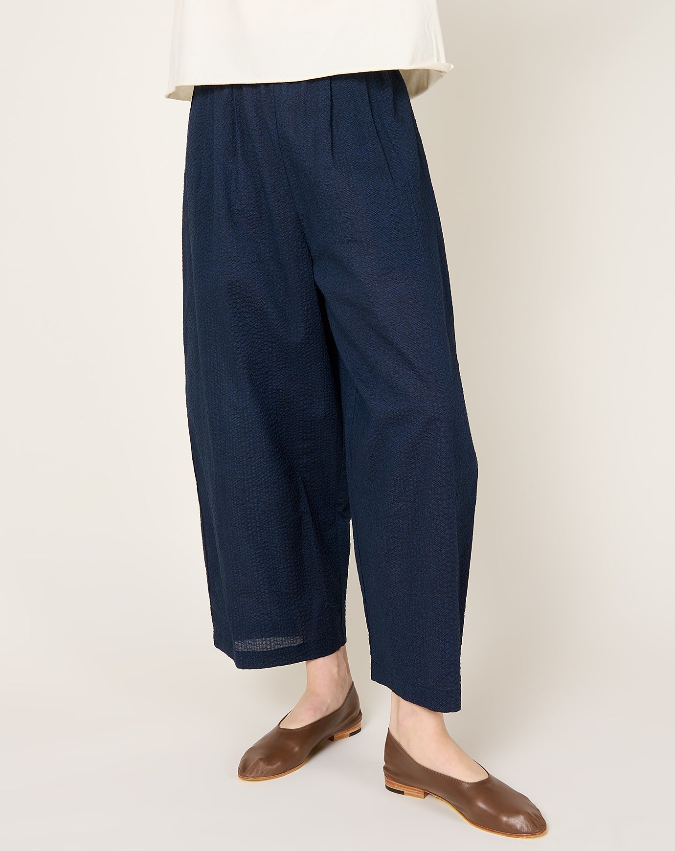 Black Crane Wide Pants in Navy