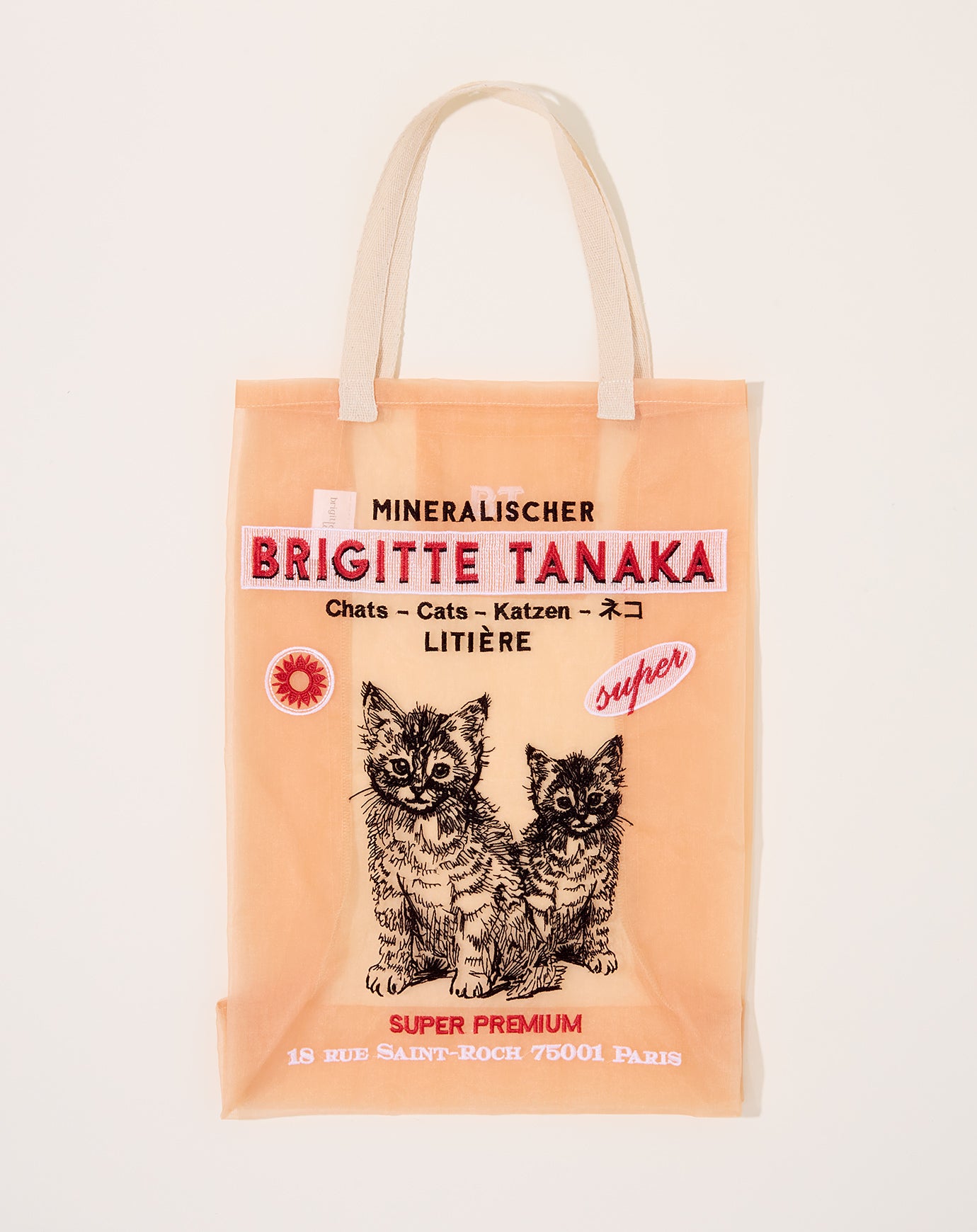 Brigitte Tanaka Organza Chat Tote Bag in Peach