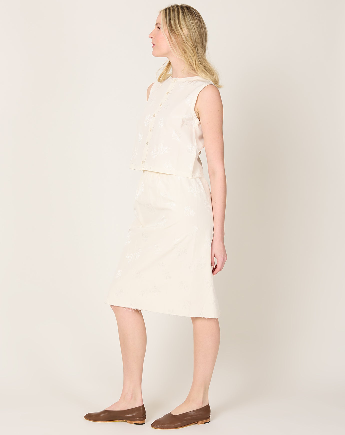 Camiel Fortgens Grandma Skirt in Off White Flower Jacquard