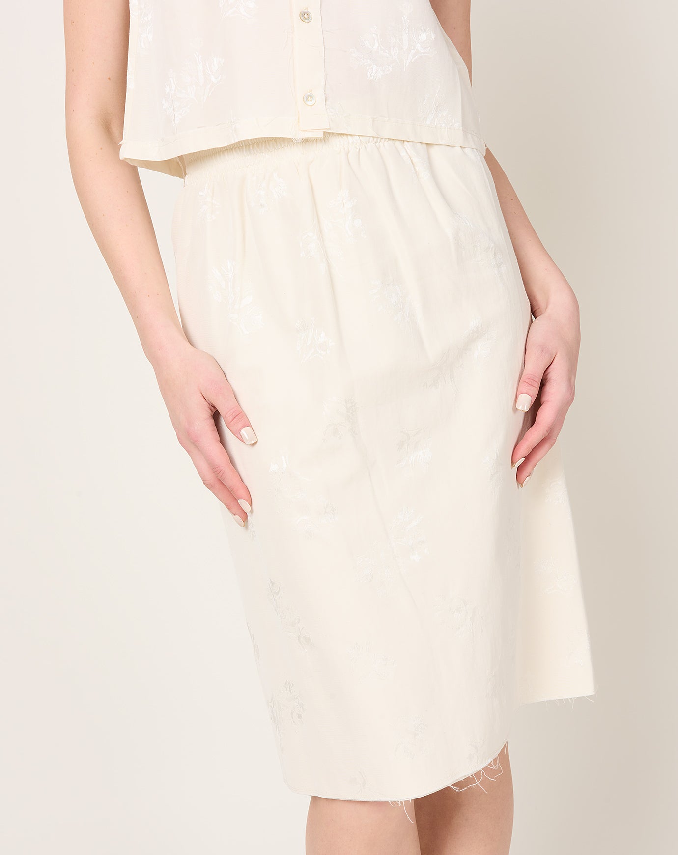 Camiel Fortgens Grandma Skirt in Off White Flower Jacquard