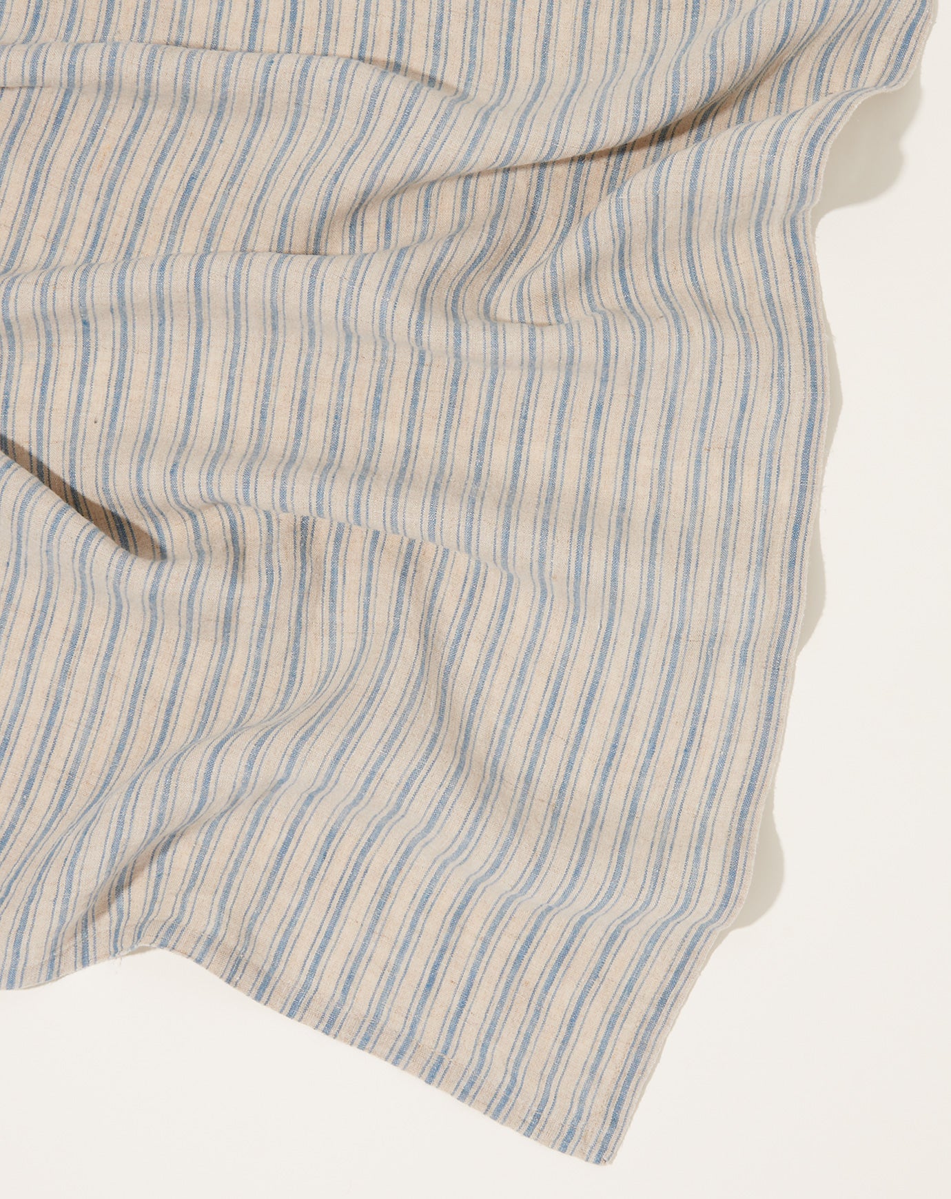 Caravan Boat Stripe Linen Towels in Natural and Blue, Set of 2